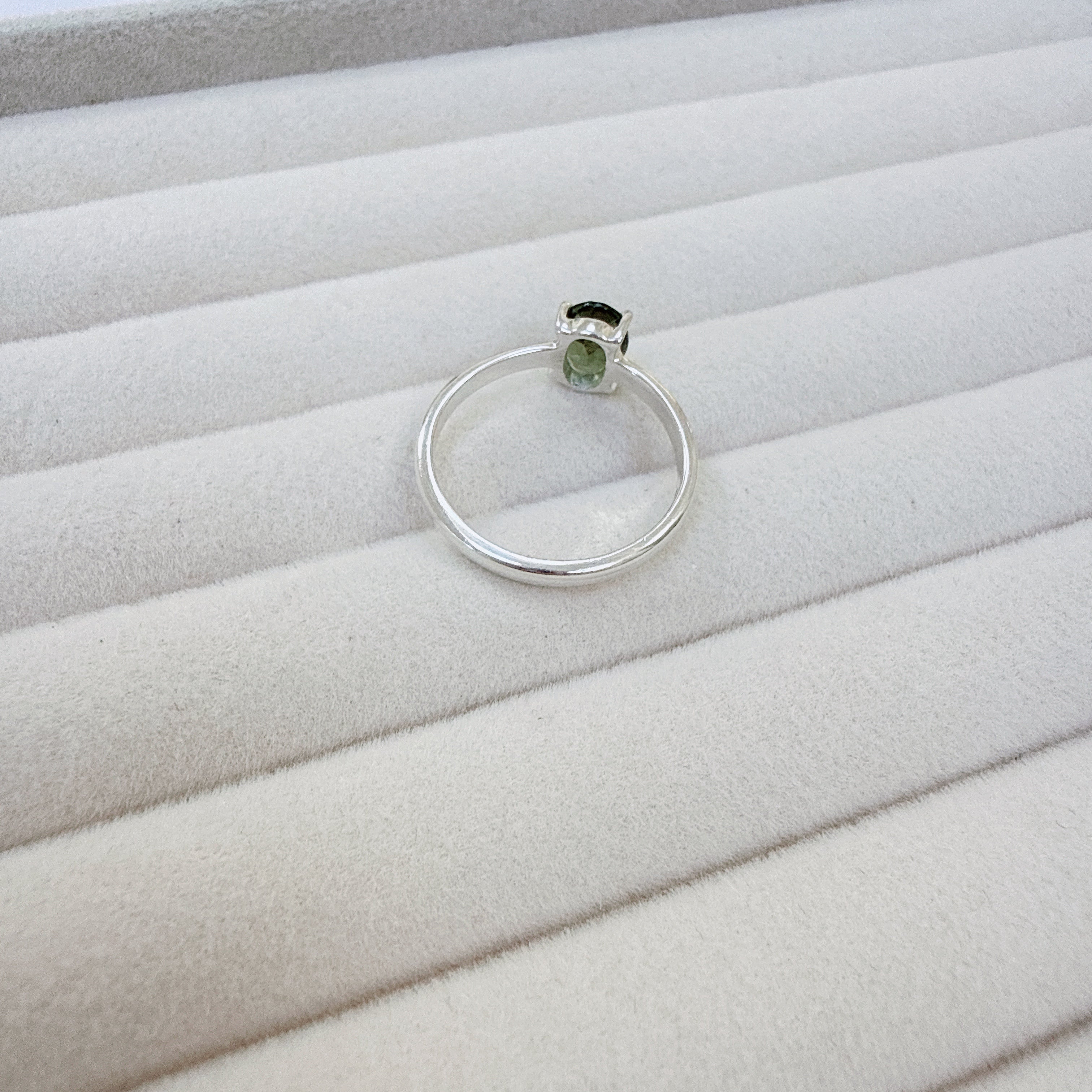 Faceted Moldavite Ring