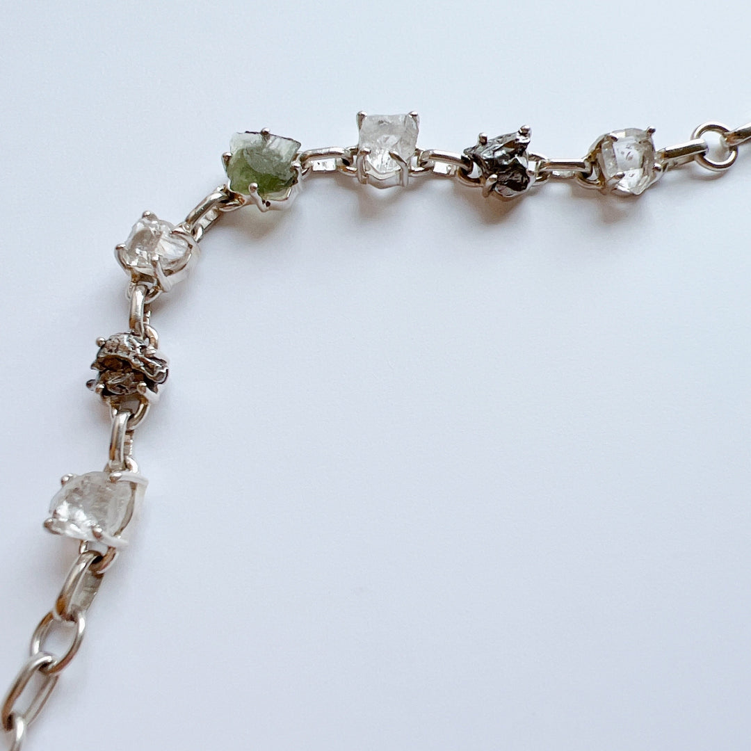 MOLDAVITE, HERKIMER DIAMOND & METEORITE CAMPO DEL CIELO BRACELET