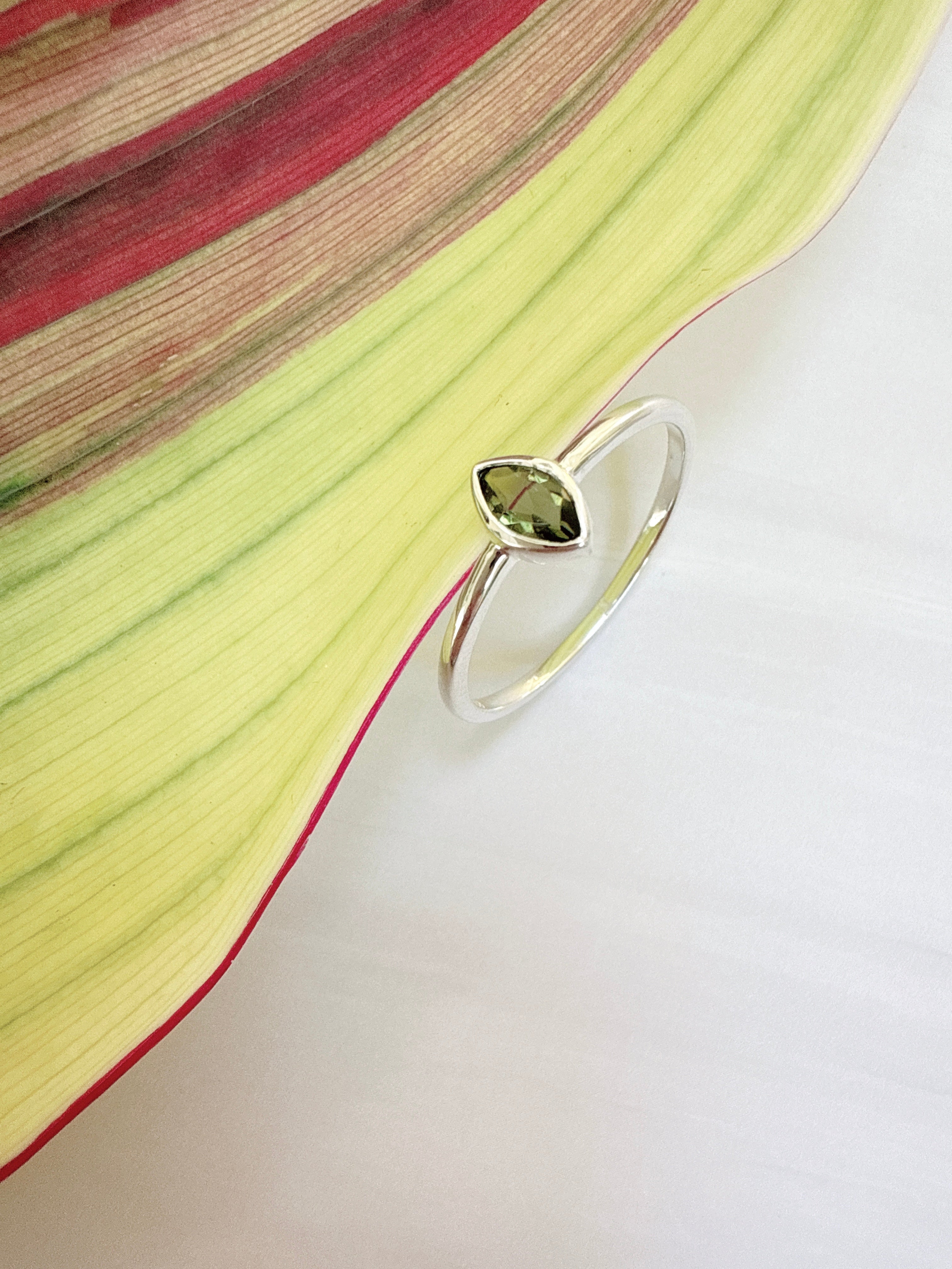 Faceted Moldavite Ring
