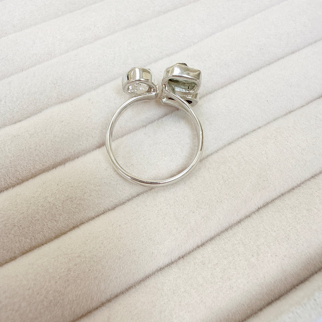 Moldavite, Herkimer Diamond & Meteorite Campo del Cielo Ring