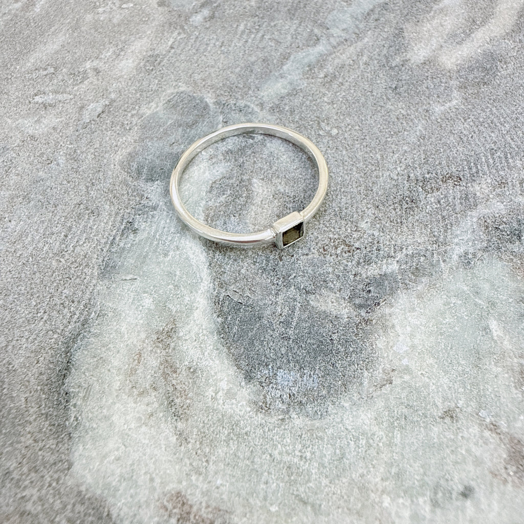 Faceted Moldavite Ring