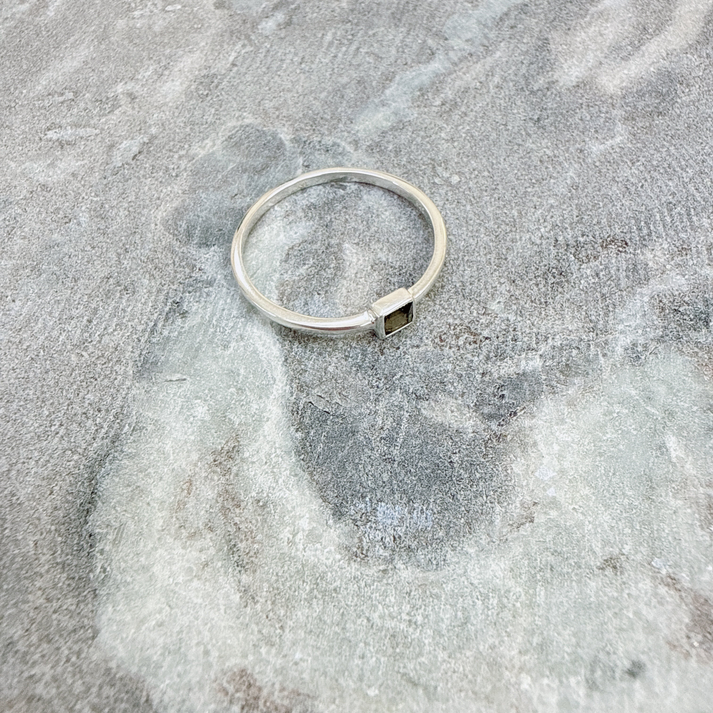 Faceted Moldavite Ring