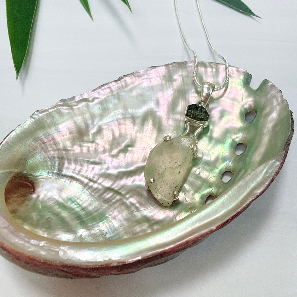 Libyan Desert Glass & Moldavite Pendant