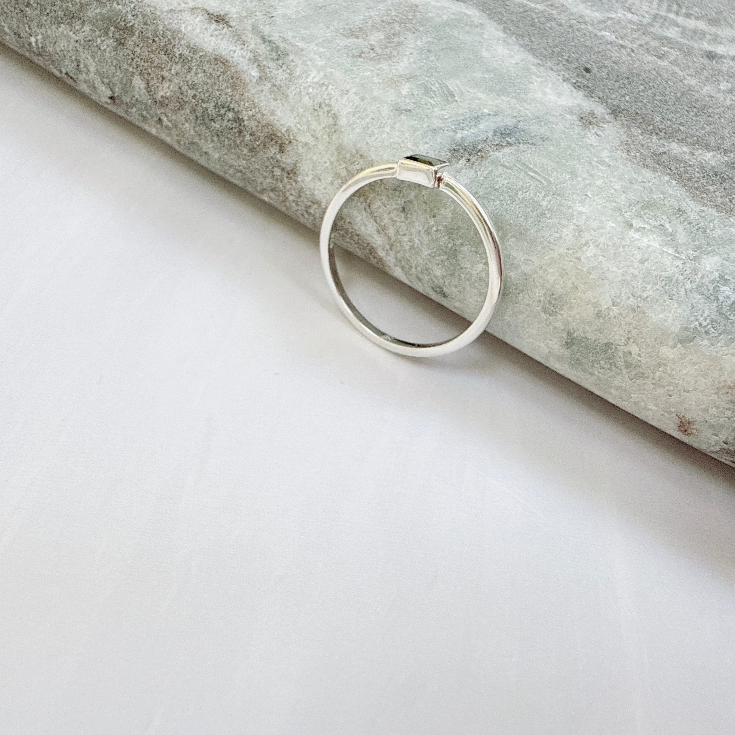 Faceted Moldavite Ring