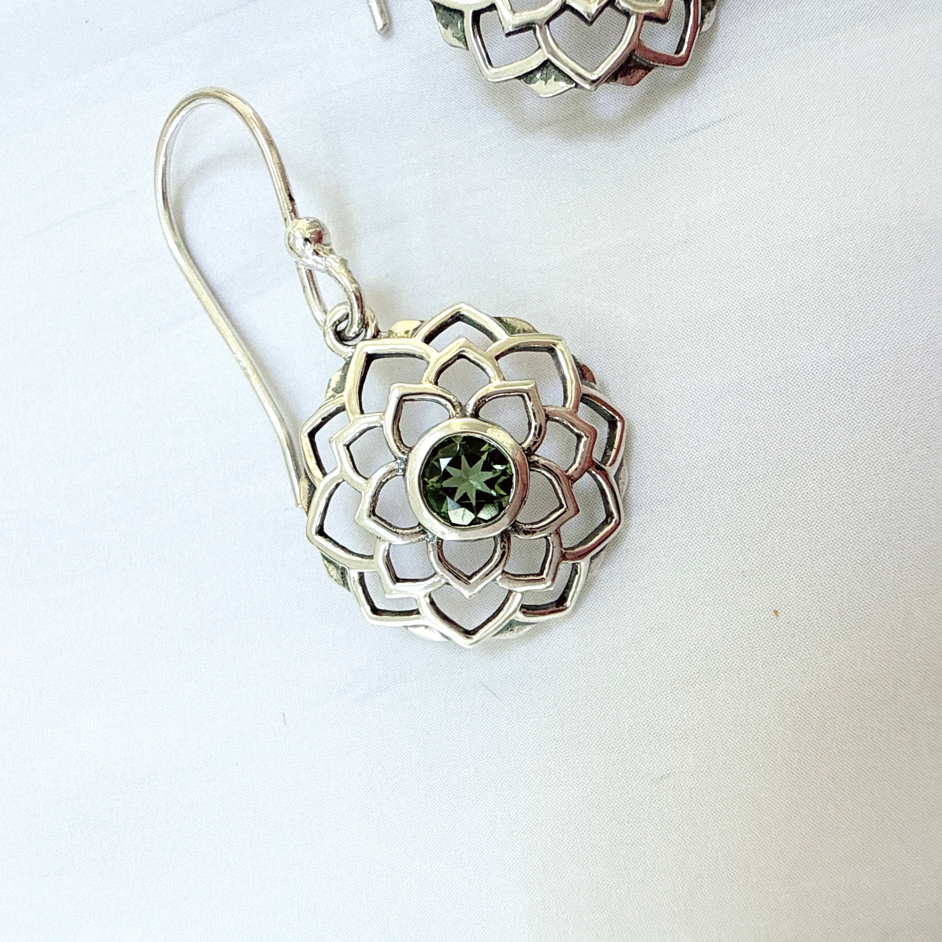 Faceted Moldavite Earrings