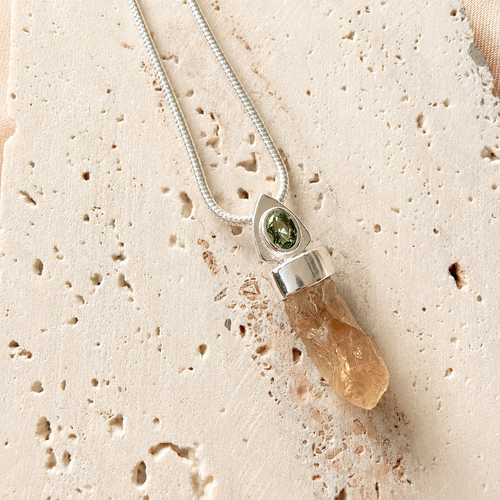 Designer Citrine & Moldavite Pendant