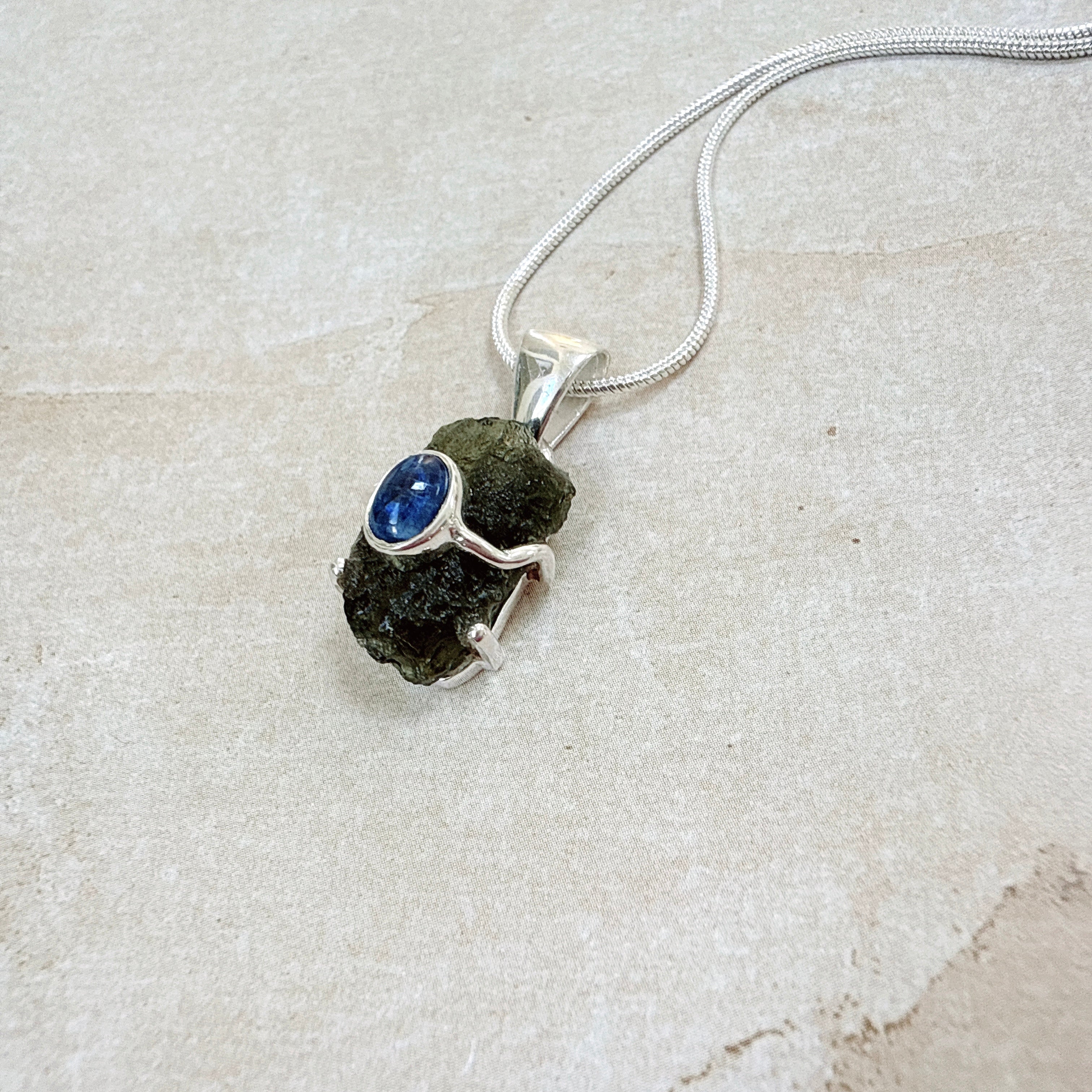 Moldavite & Tanzanite Pendant