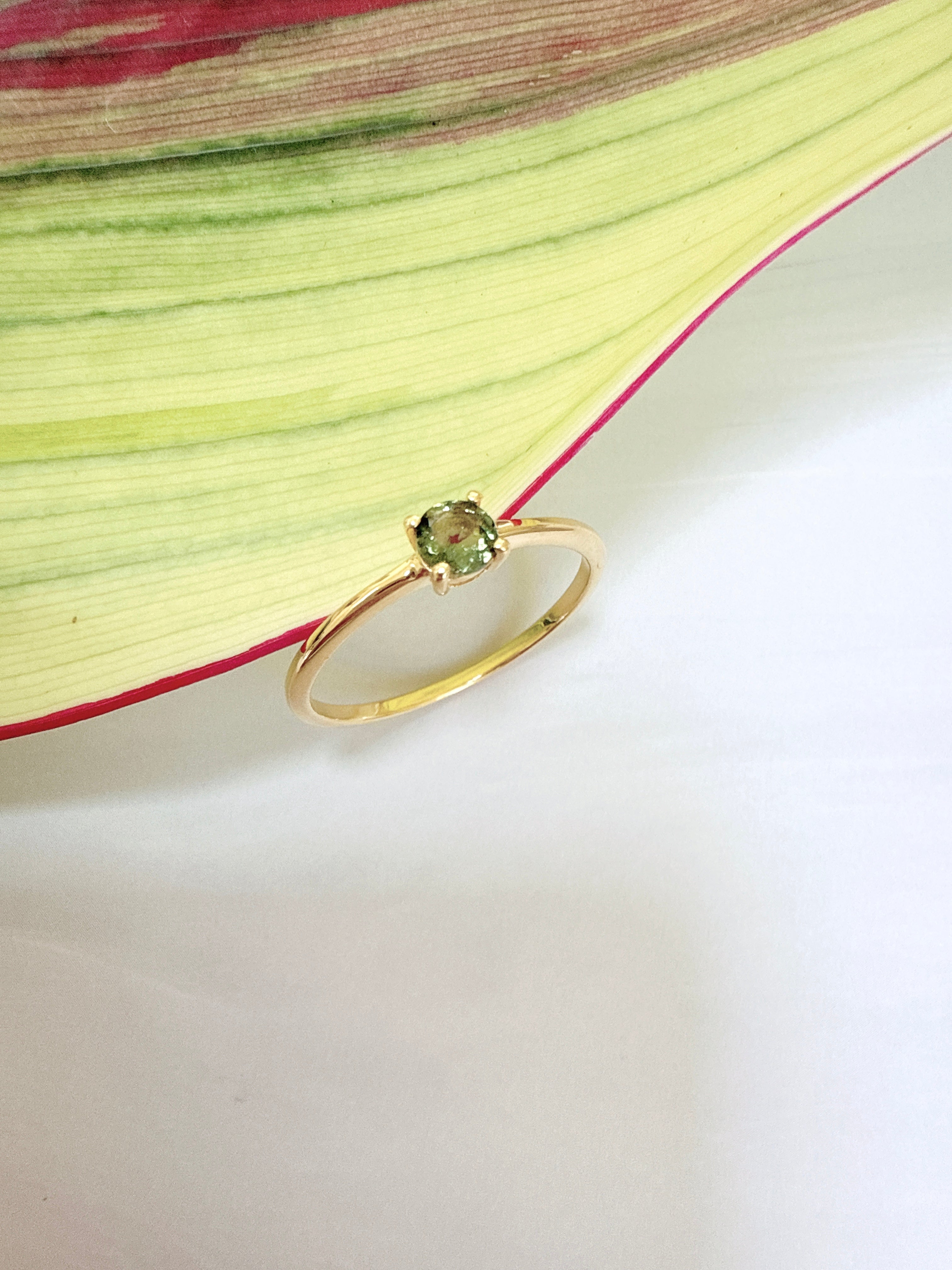 18K Gold Vermeil – Moldavite Faceted Ring