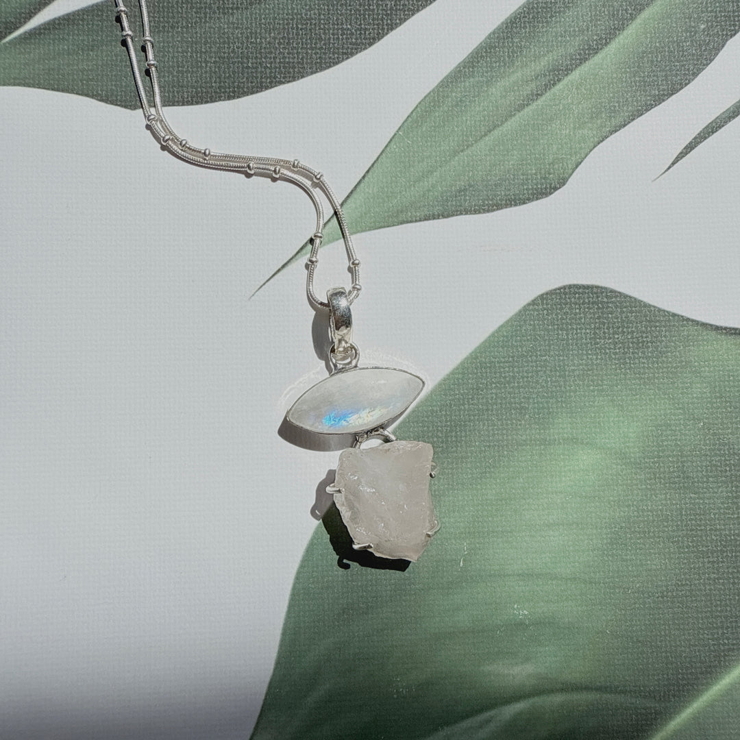 Rose Quartz and Moonstone Pendant