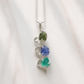 Designer – Genuine  Moldavite, Tanzanite & Neon Blue Apatite Pendant