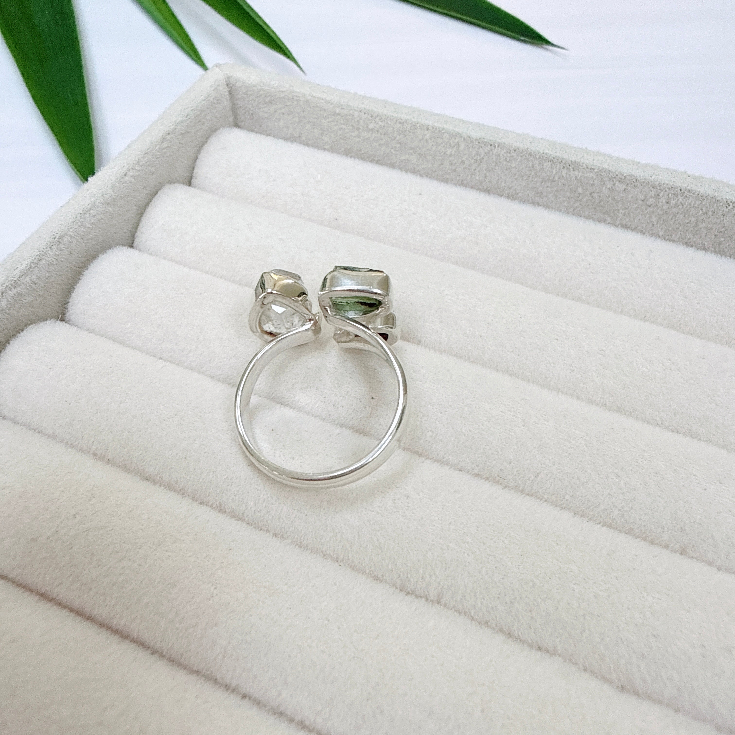 Moldavite, Herkimer Diamond & Meteorite Campo del Cielo Ring