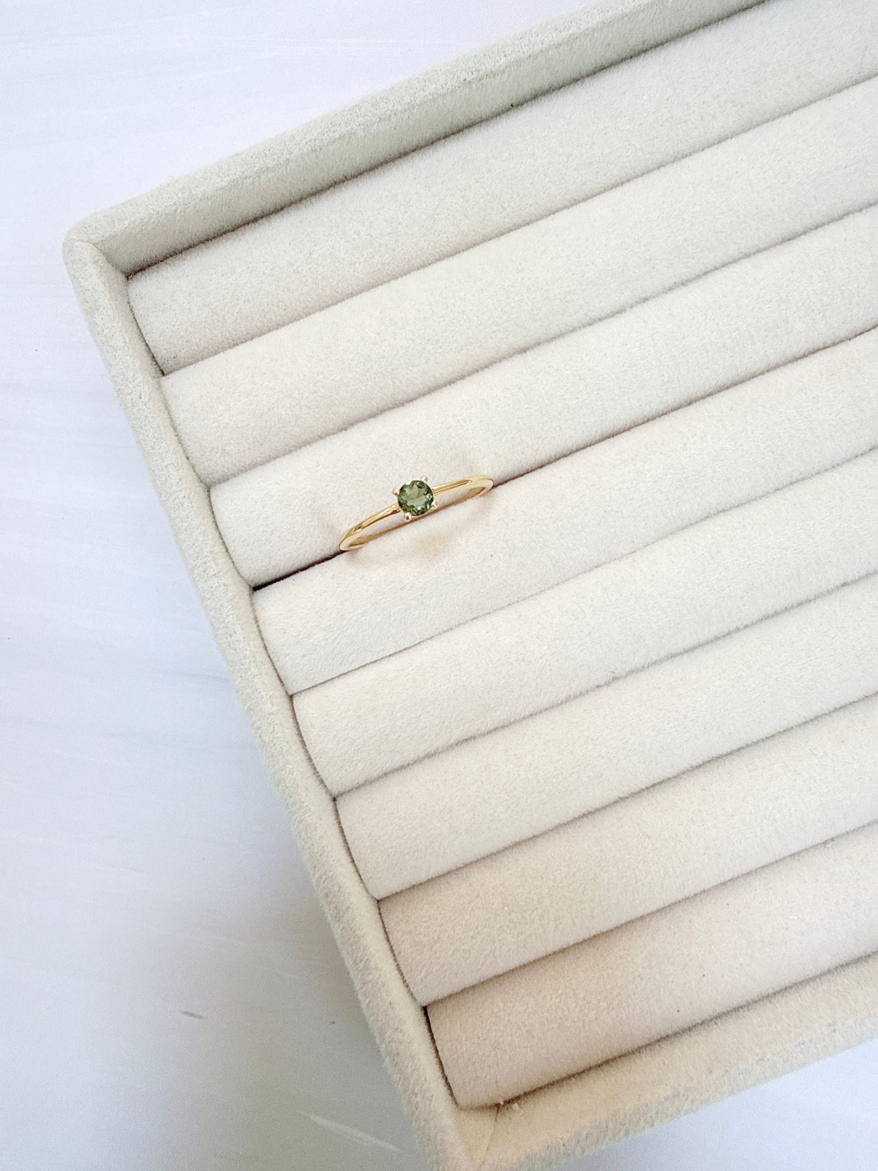 18K Gold Vermeil – Moldavite Faceted Ring
