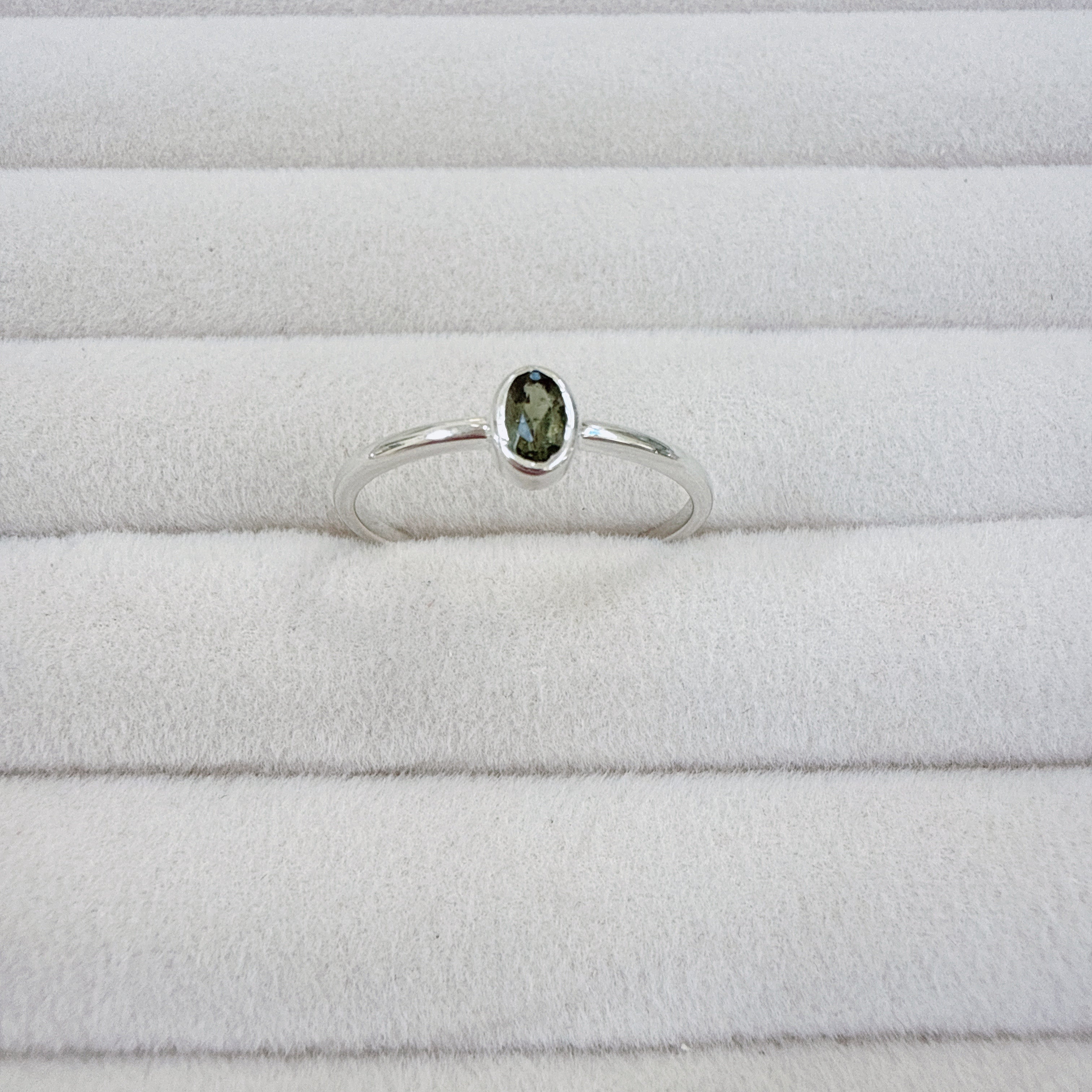 Faceted Moldavite Ring