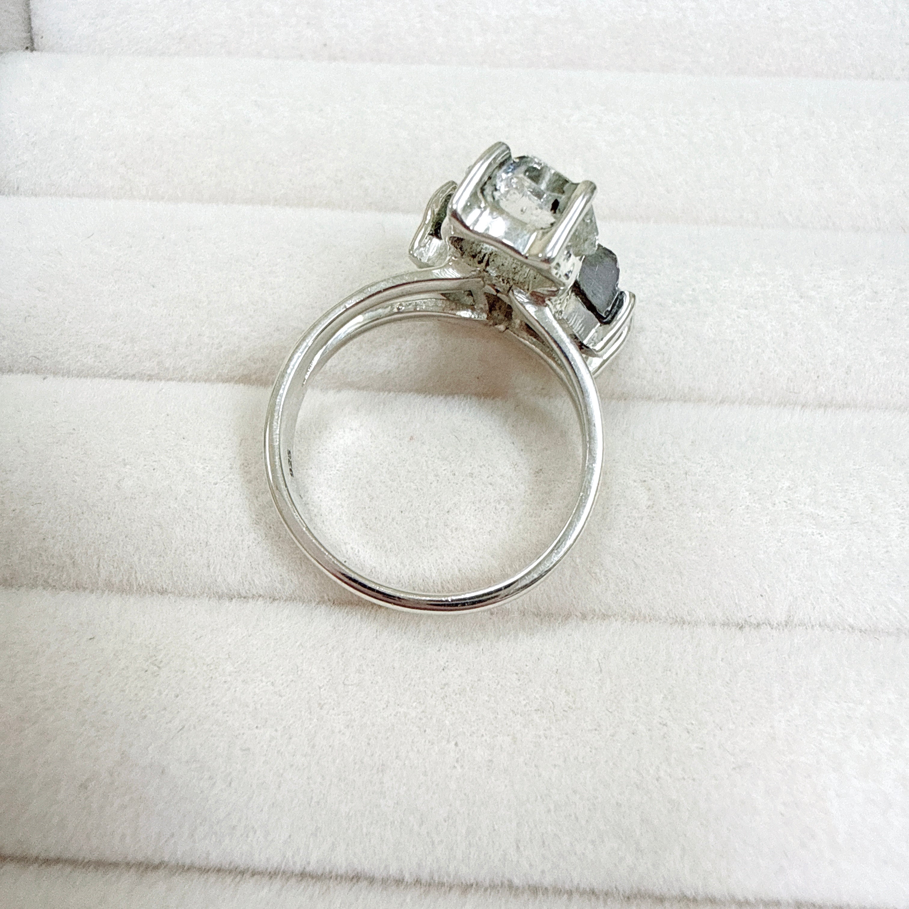 Moldavite, Herkimer Diamond & Meteorite Campo del Cielo Ring