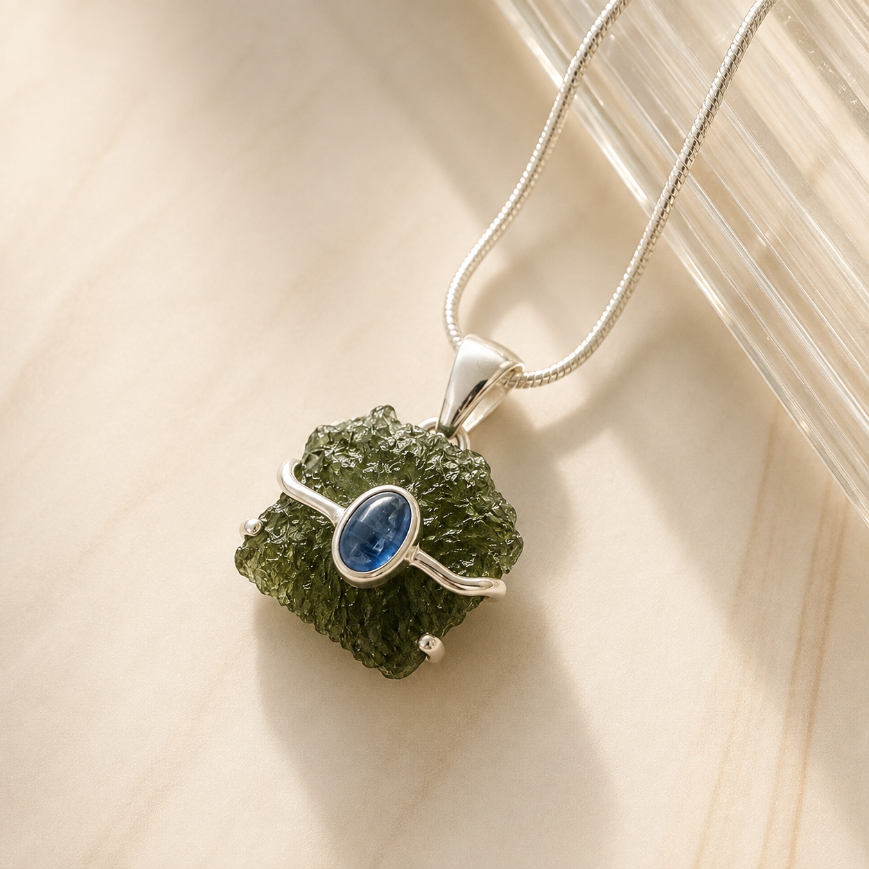 Moldavite & Tanzanite Pendant