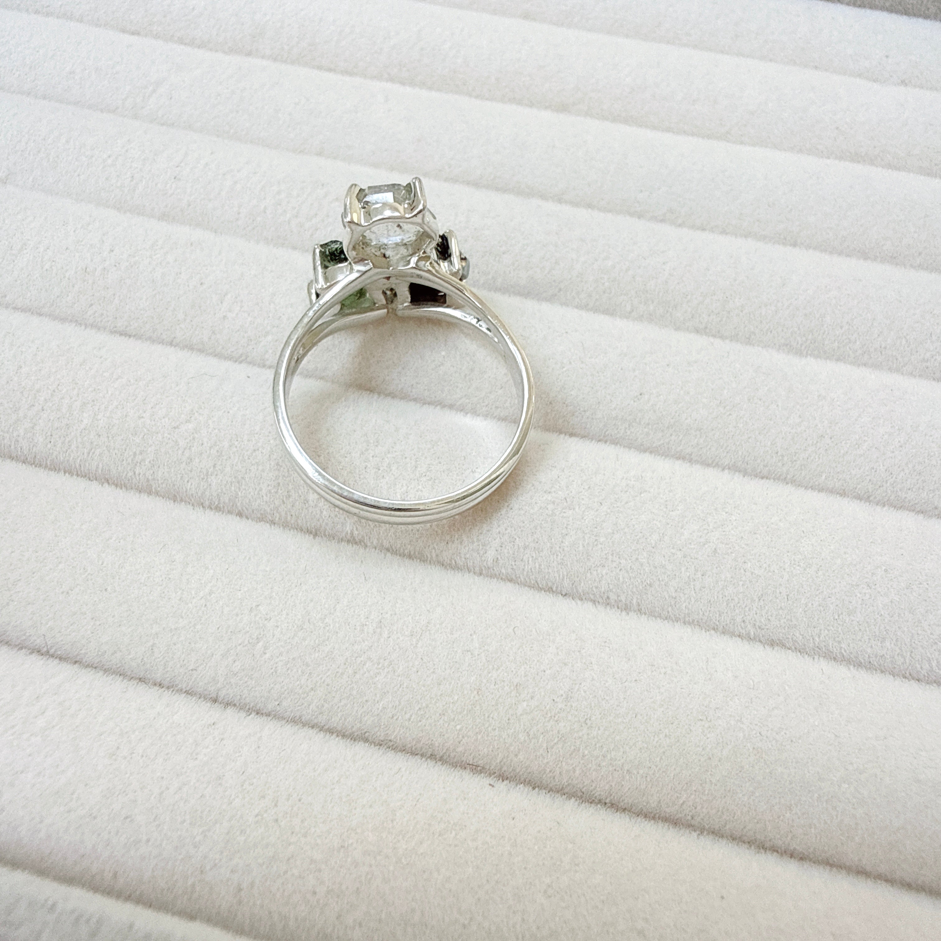 Moldavite, Herkimer Diamond & Meteorite Campo del Cielo Ring