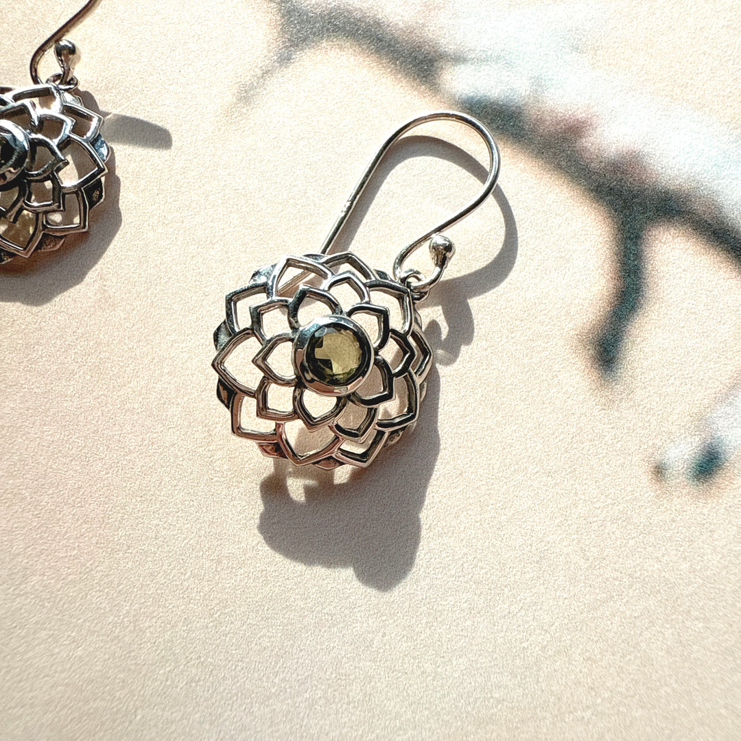 Faceted Moldavite Earrings