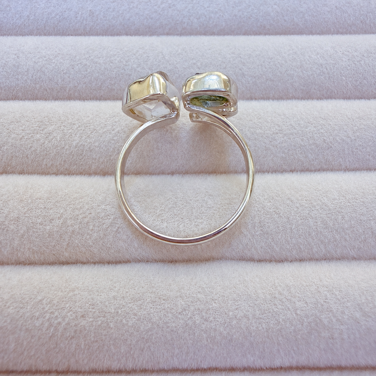 Moldavite, Herkimer Diamond & Meteorite Campo del Cielo Ring