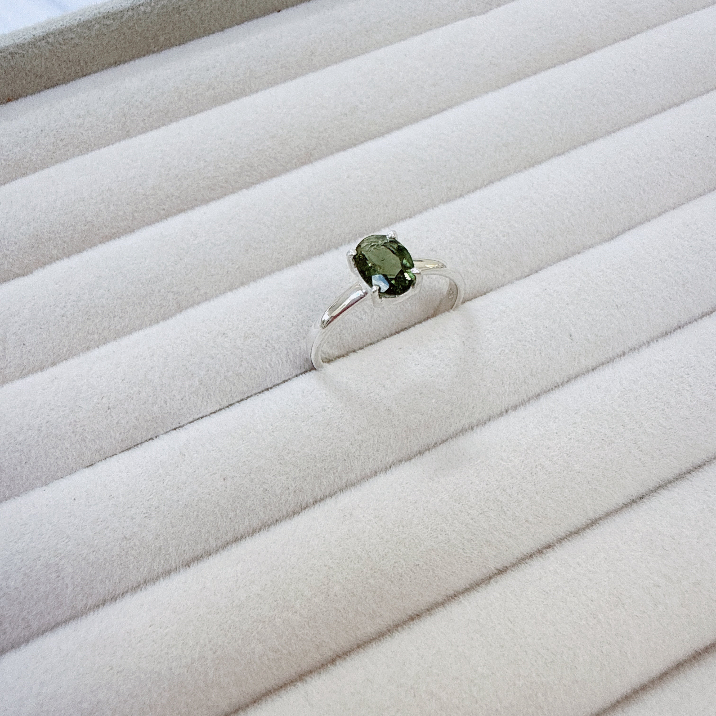 Faceted Moldavite Ring