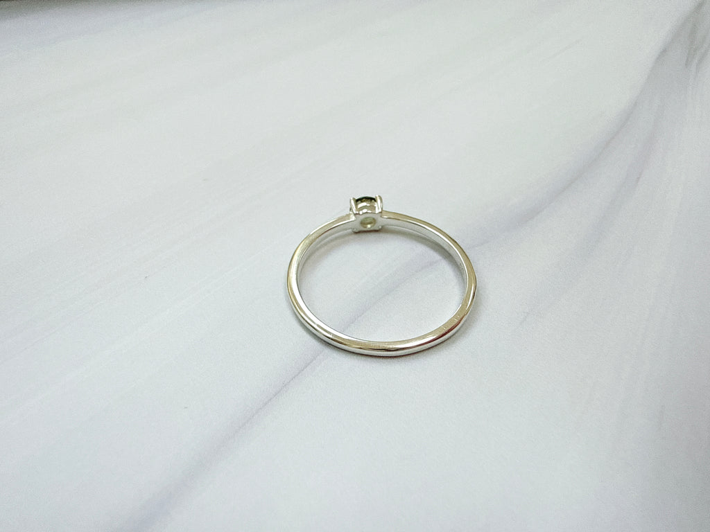 Faceted Moldavite Ring
