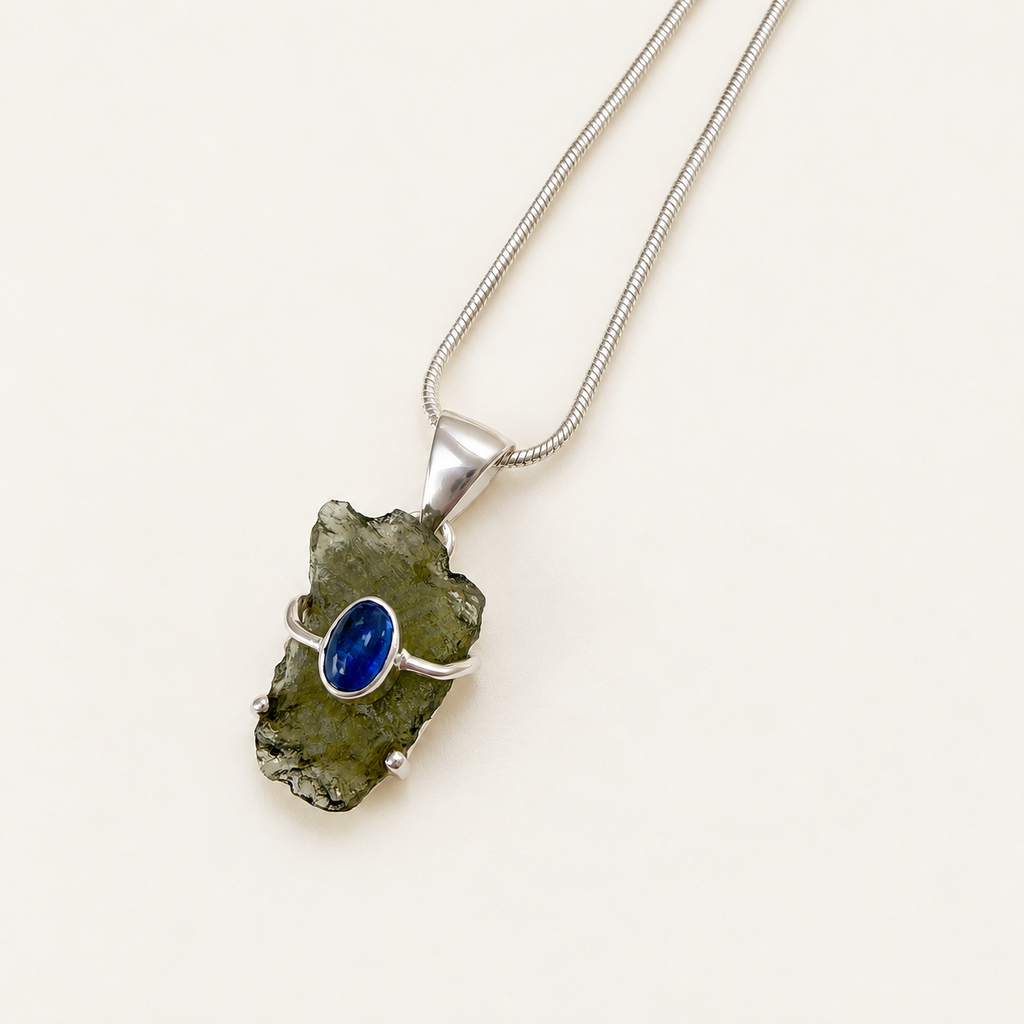 Moldavite & Tanzanite Pendant