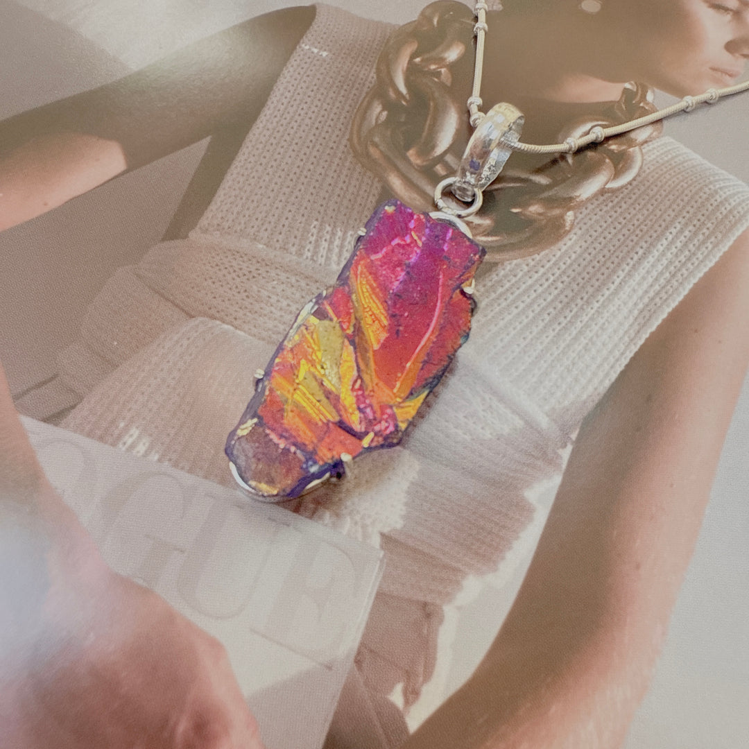 Purple Titanium Aura Quartz Pendant