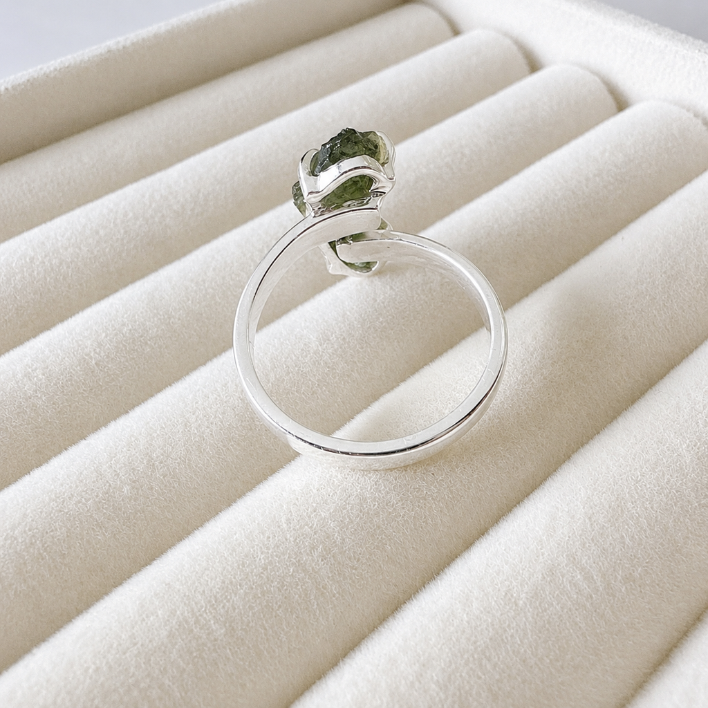 Moldavite Designer Ring