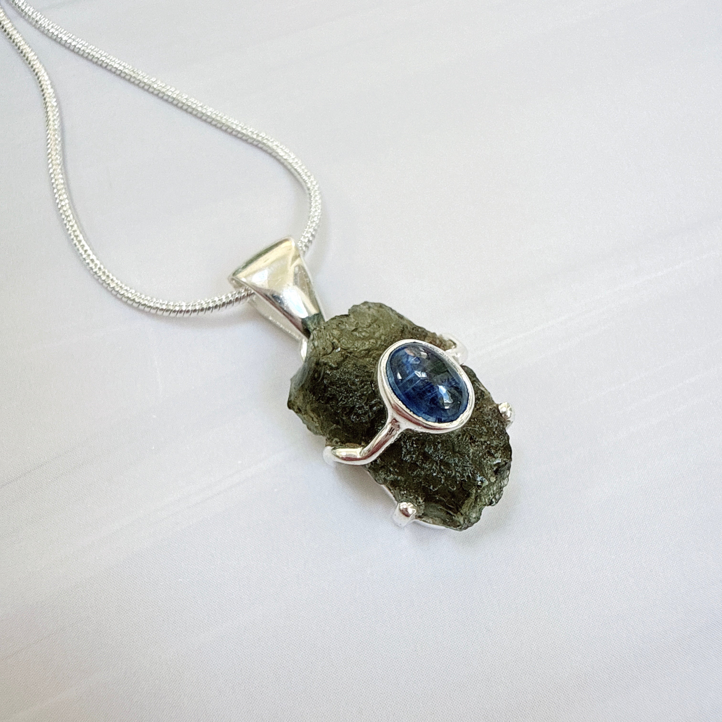Moldavite & Tanzanite Pendant