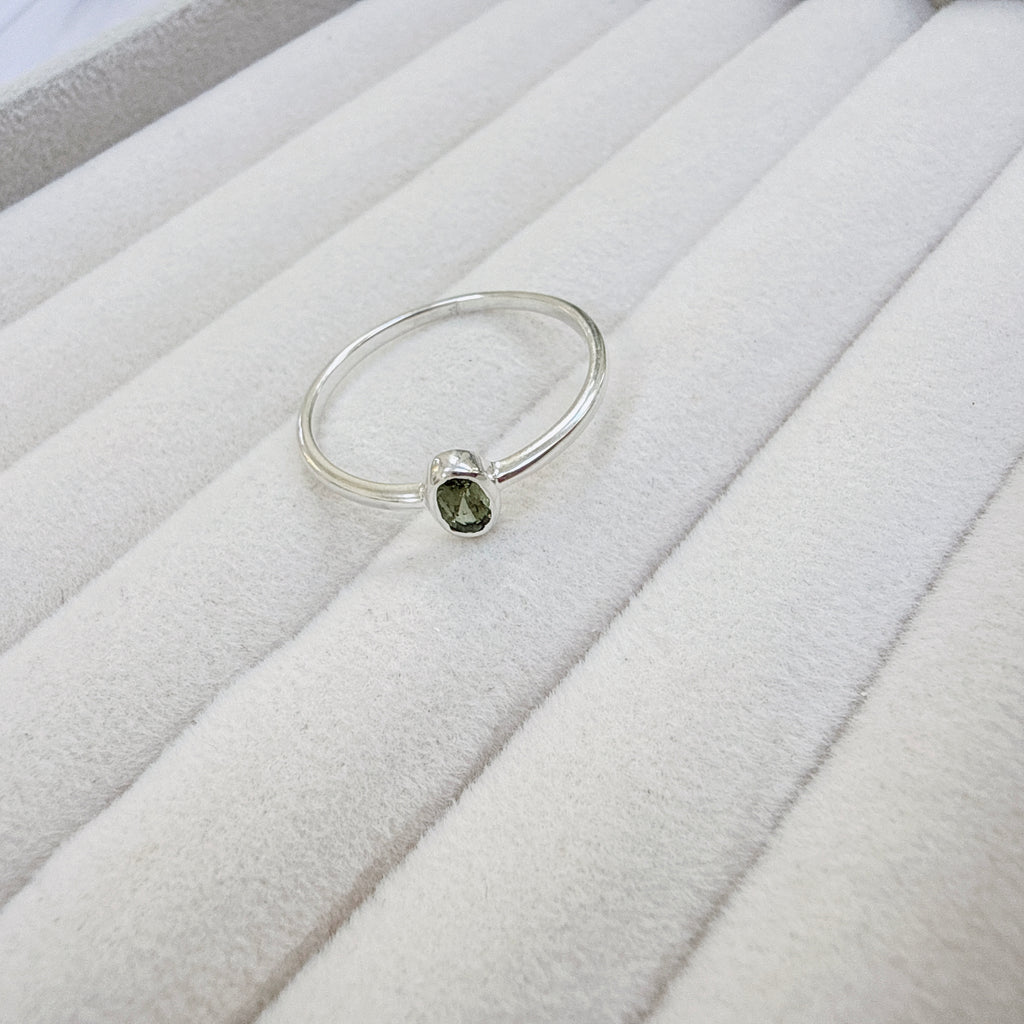 Faceted Moldavite Ring