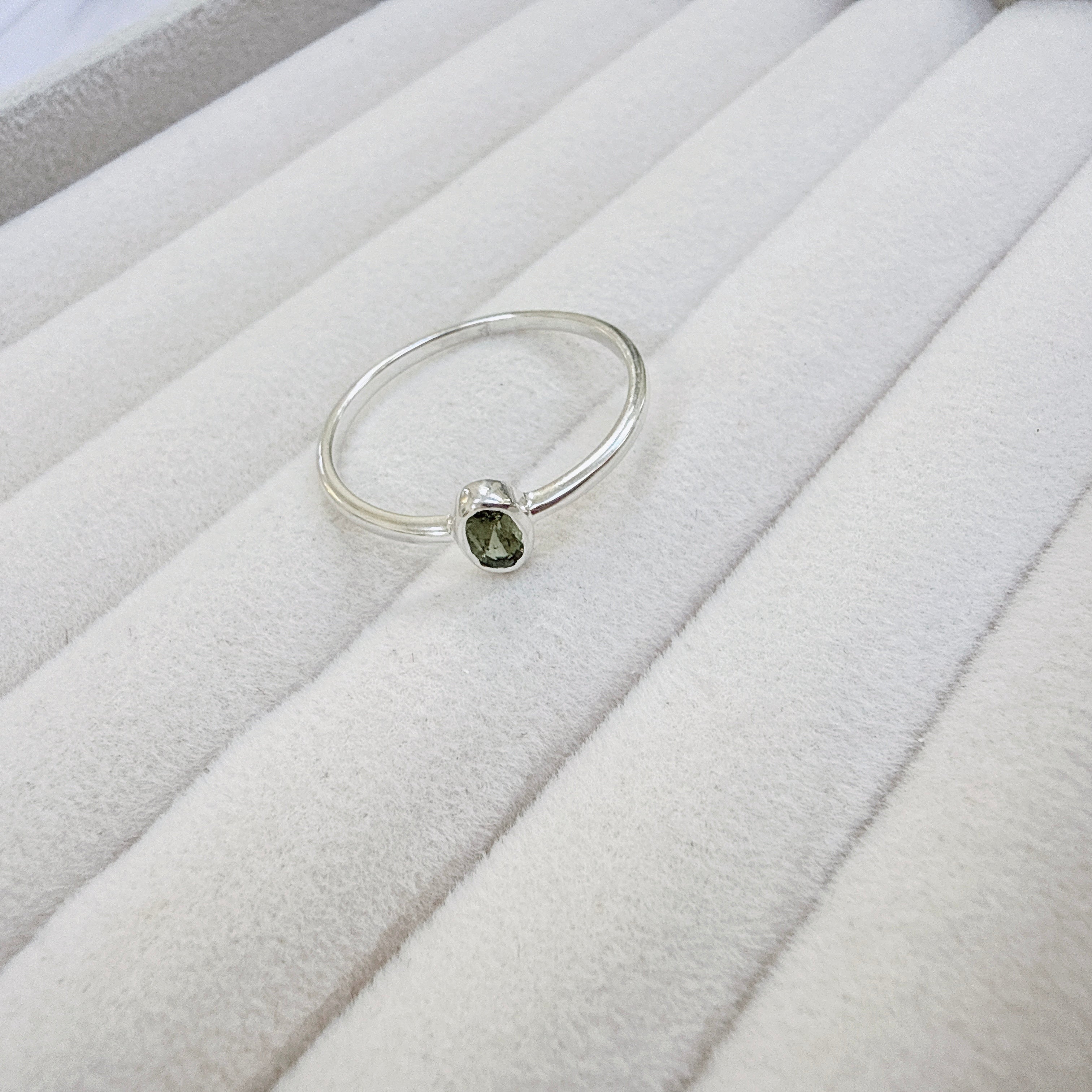 Faceted Moldavite Ring