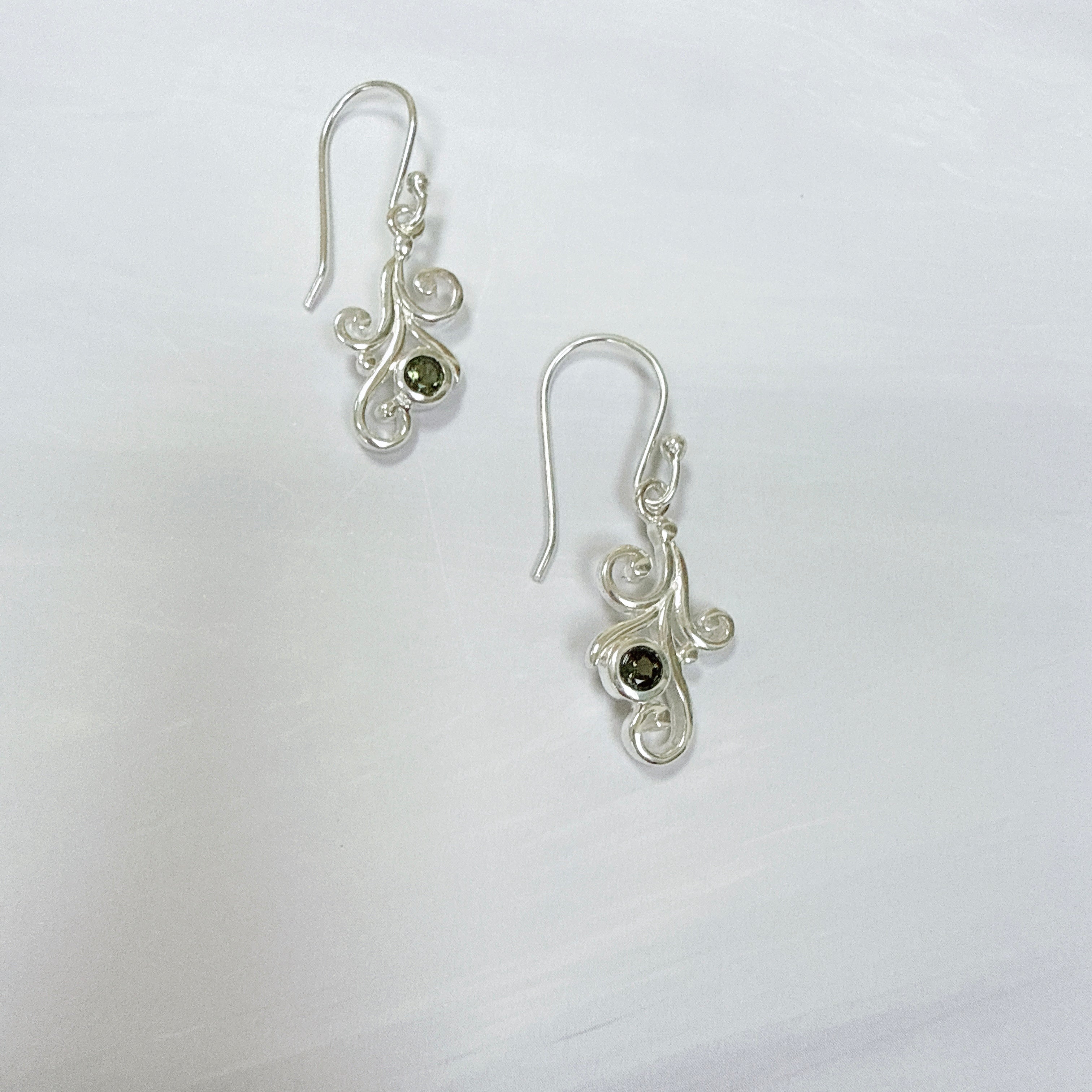 Moldavite Faceted Earrings