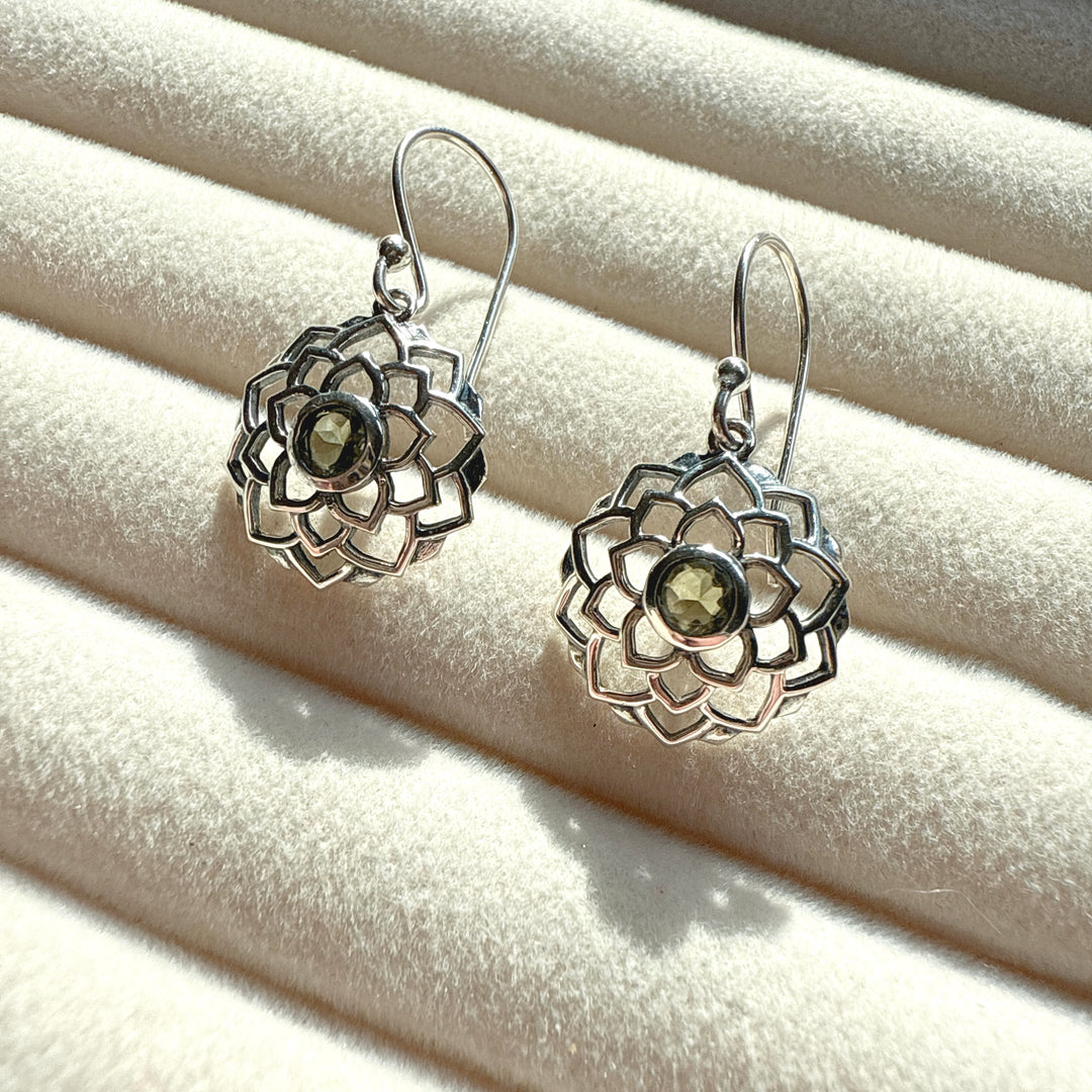 Faceted Moldavite Earrings