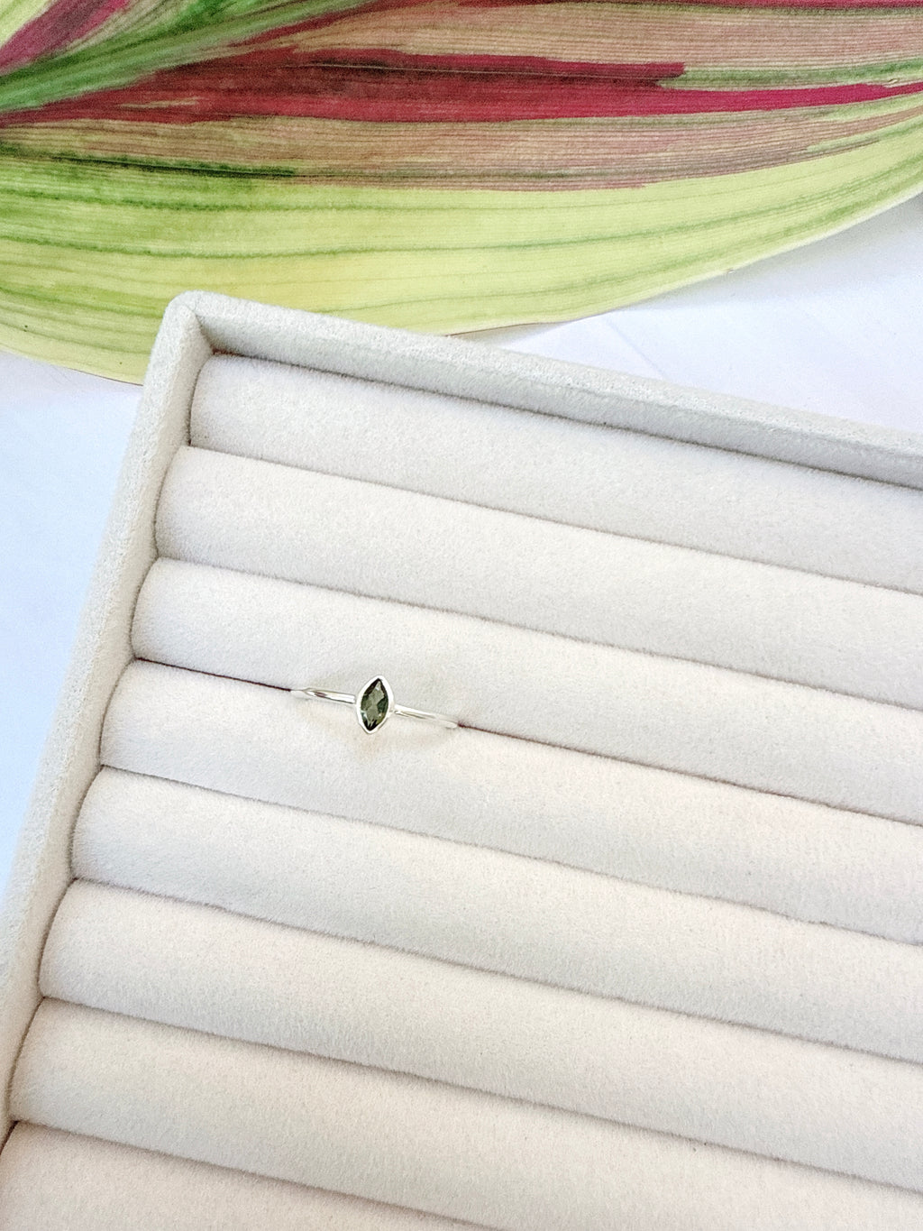 Faceted Moldavite Ring