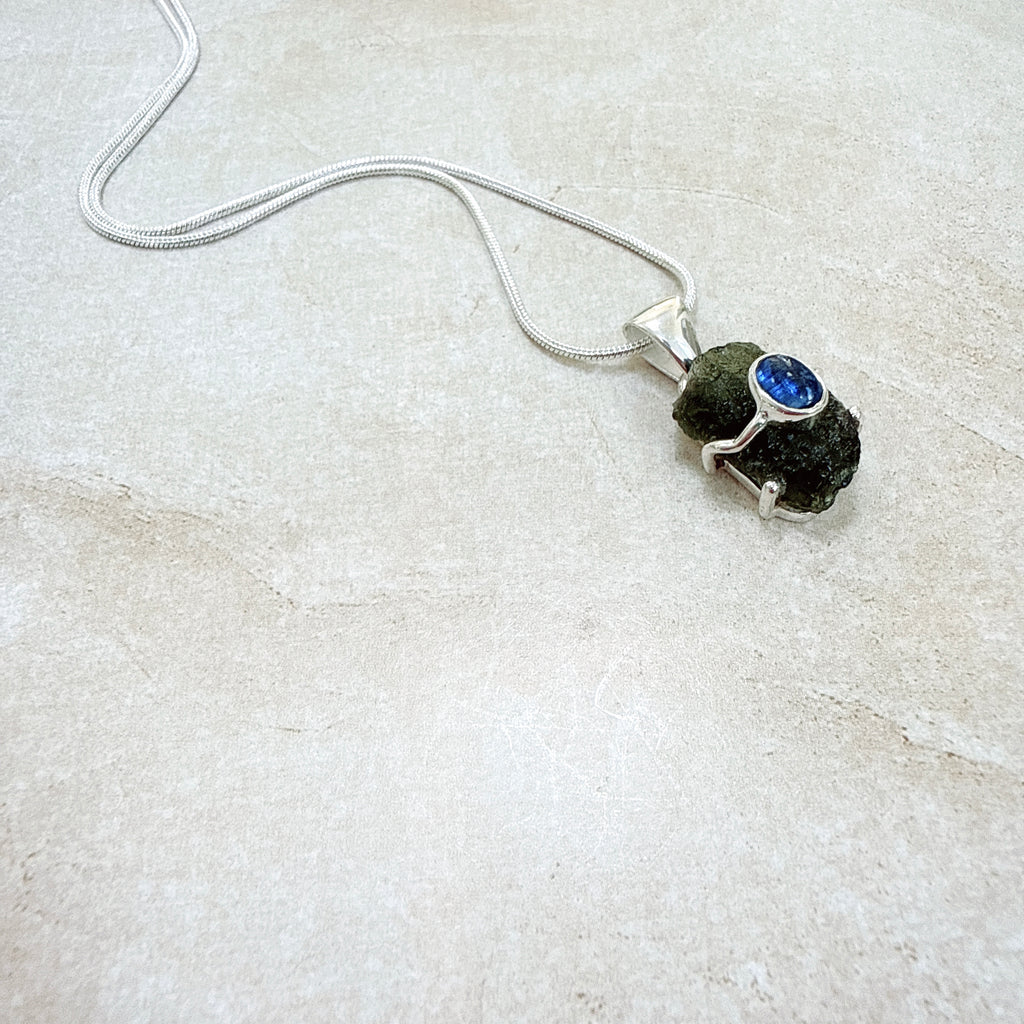Moldavite & Tanzanite Pendant