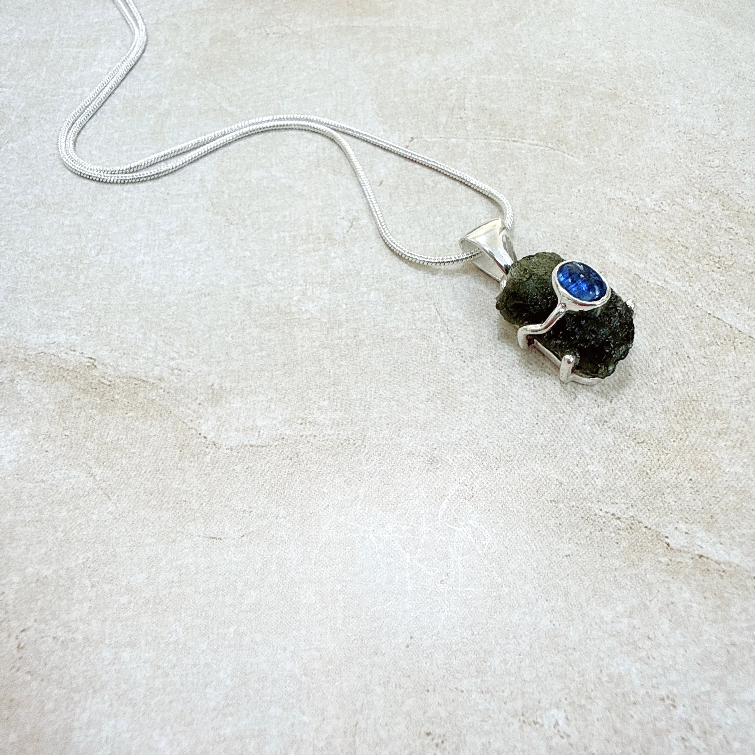 Moldavite & Tanzanite Pendant