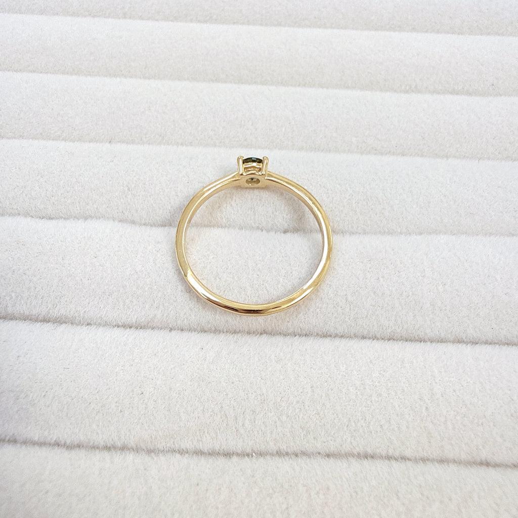 18K Gold Vermeil – Moldavite Faceted Ring