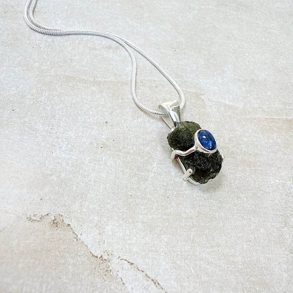 Moldavite & Tanzanite Pendant