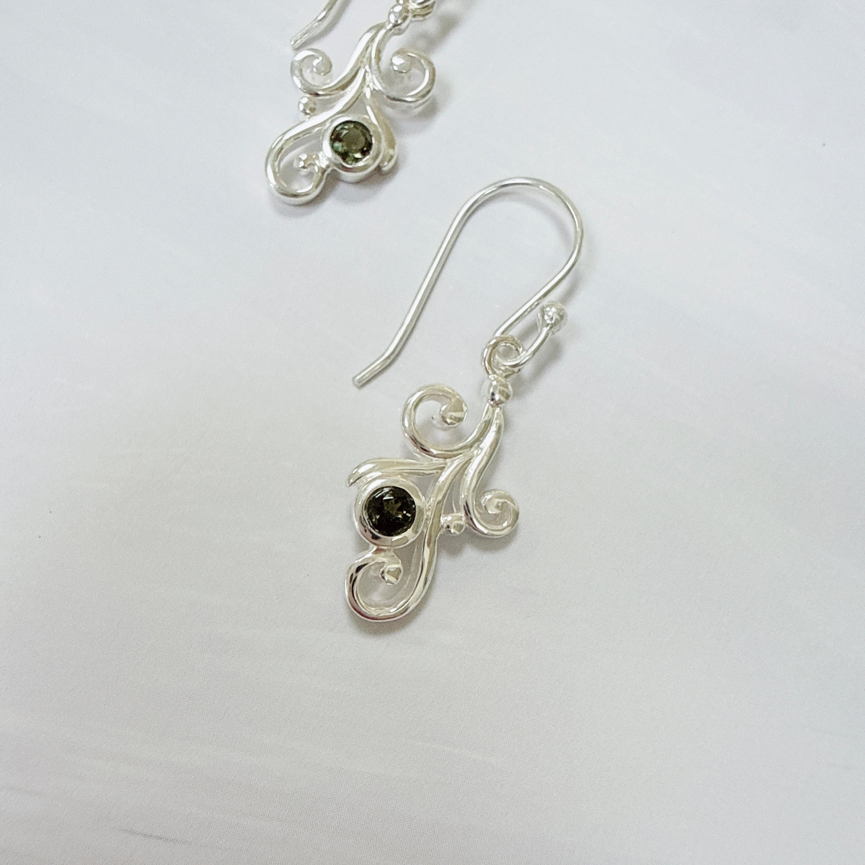 Moldavite Faceted Earrings