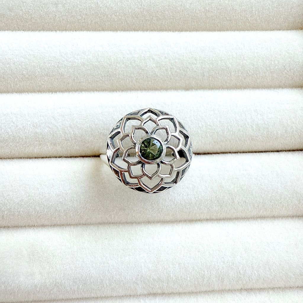 Moldavite Ring Faceted