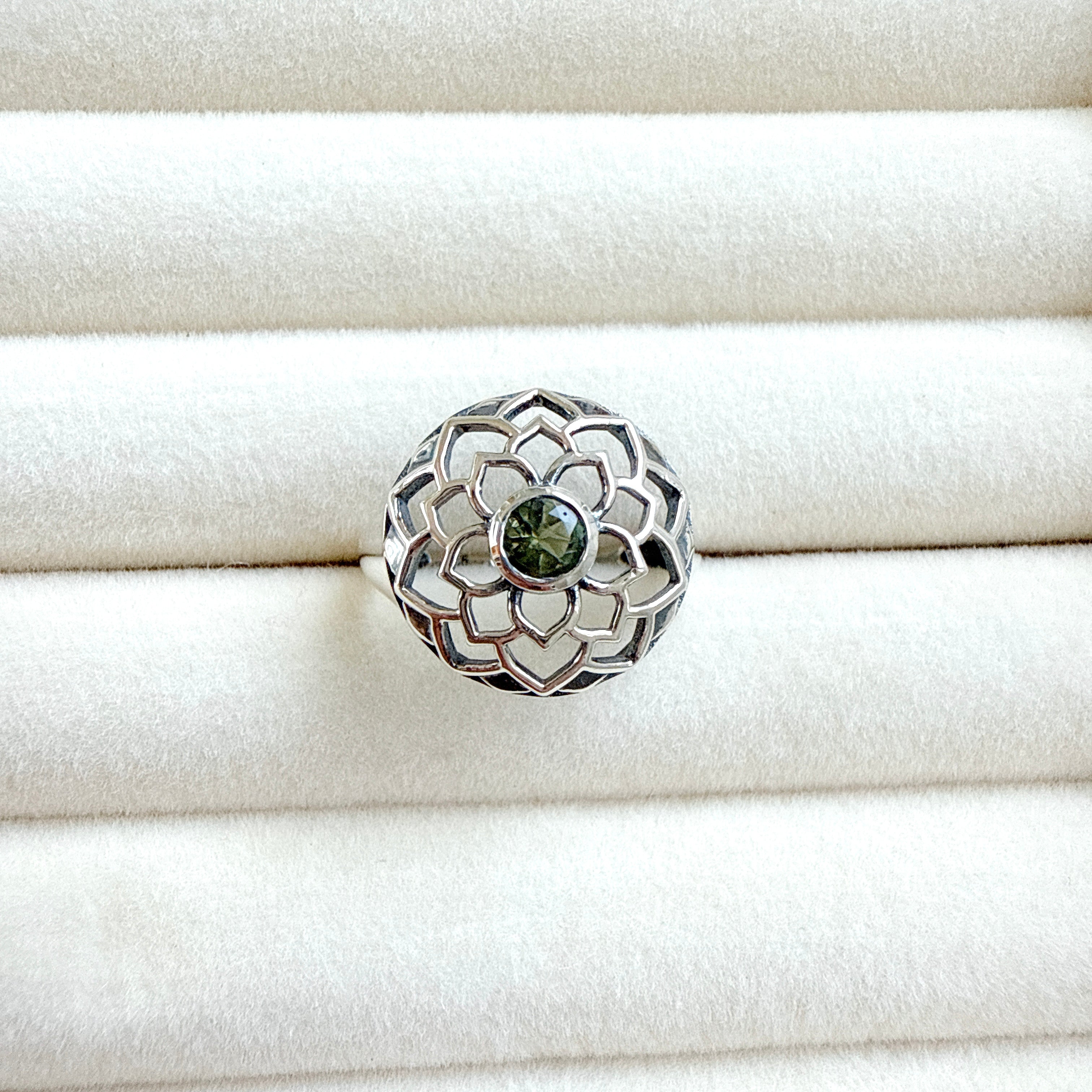 Moldavite Ring Faceted