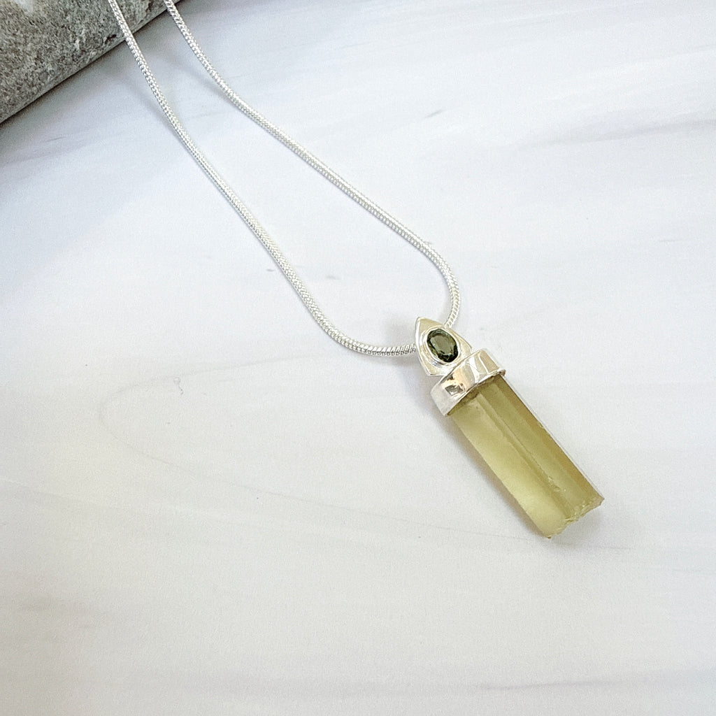 Designer – Lemon Topaz & Moldavite Pendant