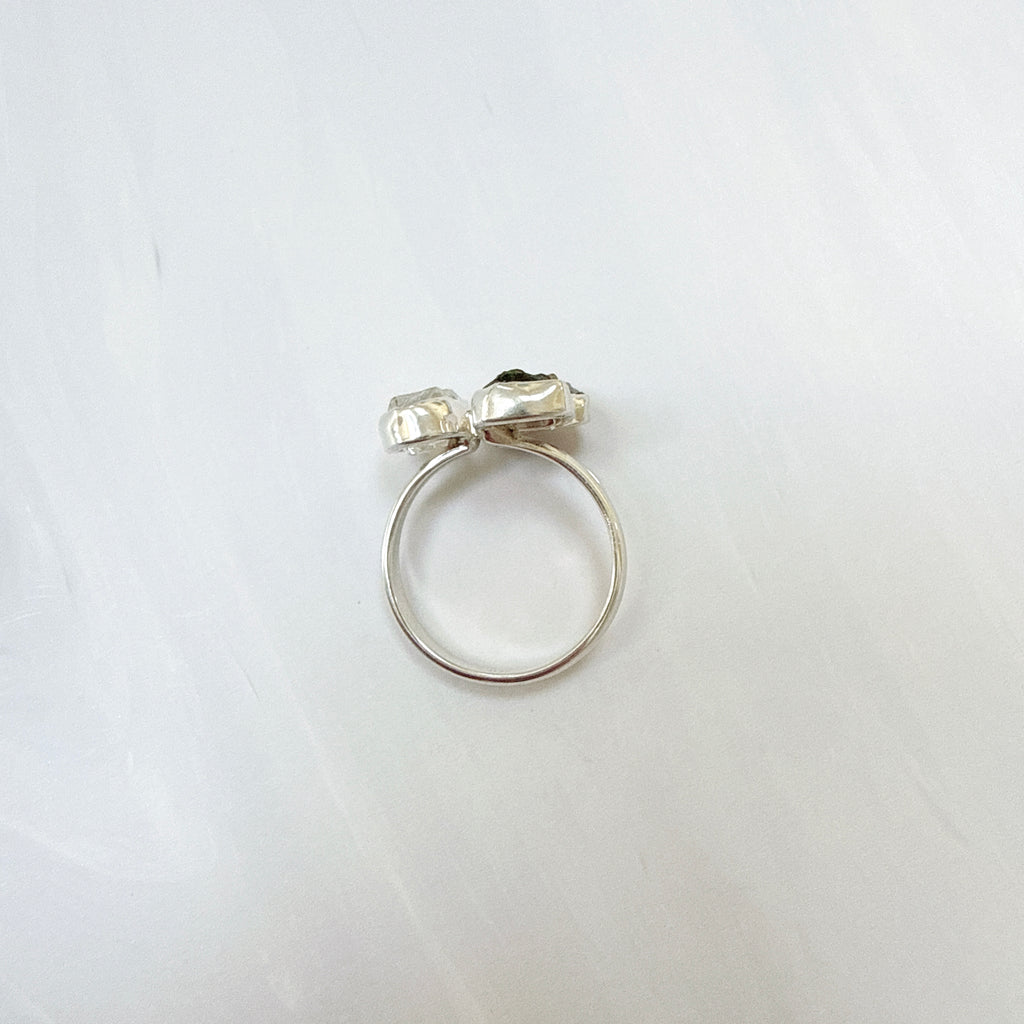 Moldavite, Herkimer Diamond & Meteorite Campo del Cielo Ring
