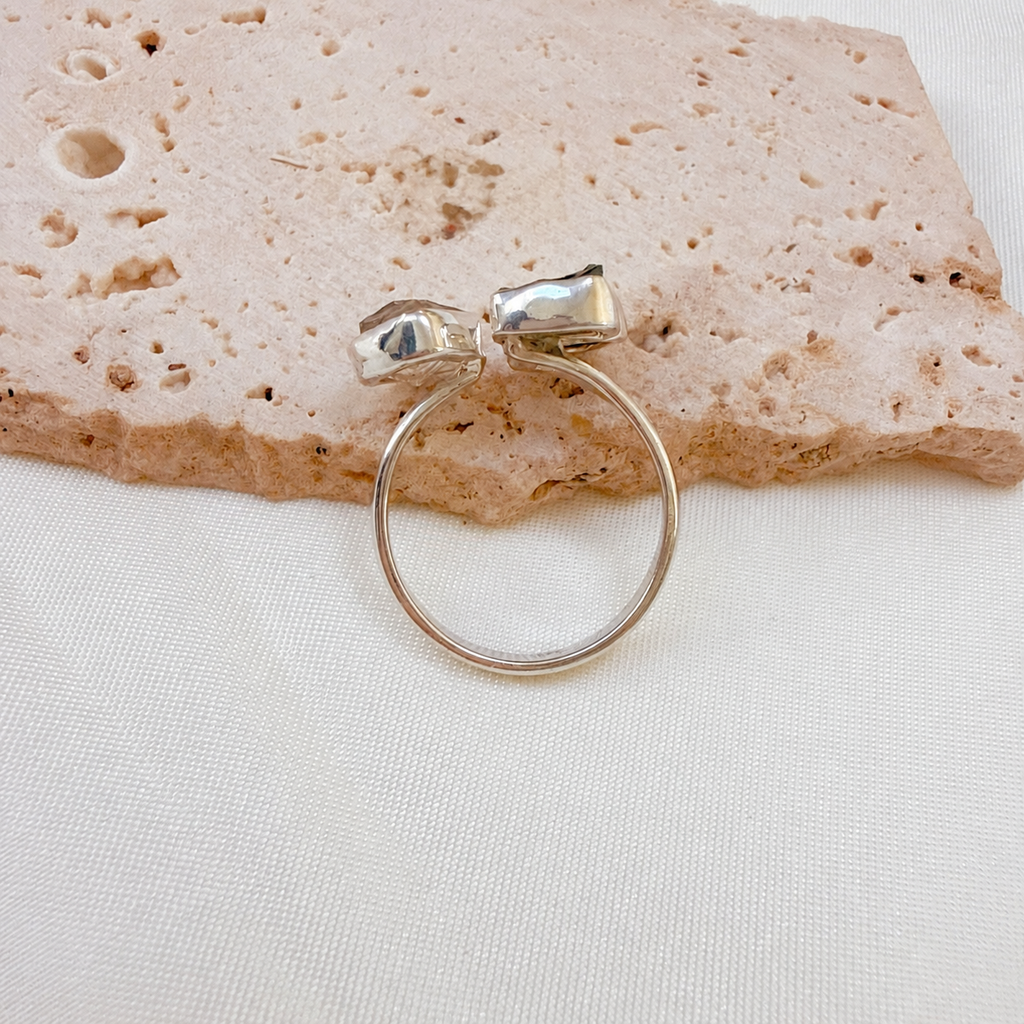 Moldavite, Herkimer Diamond & Meteorite Campo del Cielo Ring