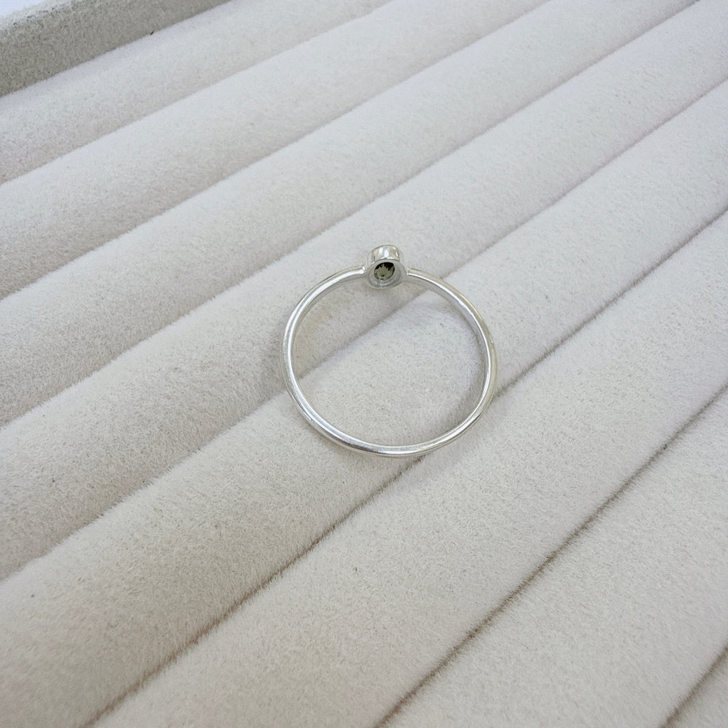 Faceted Moldavite Ring