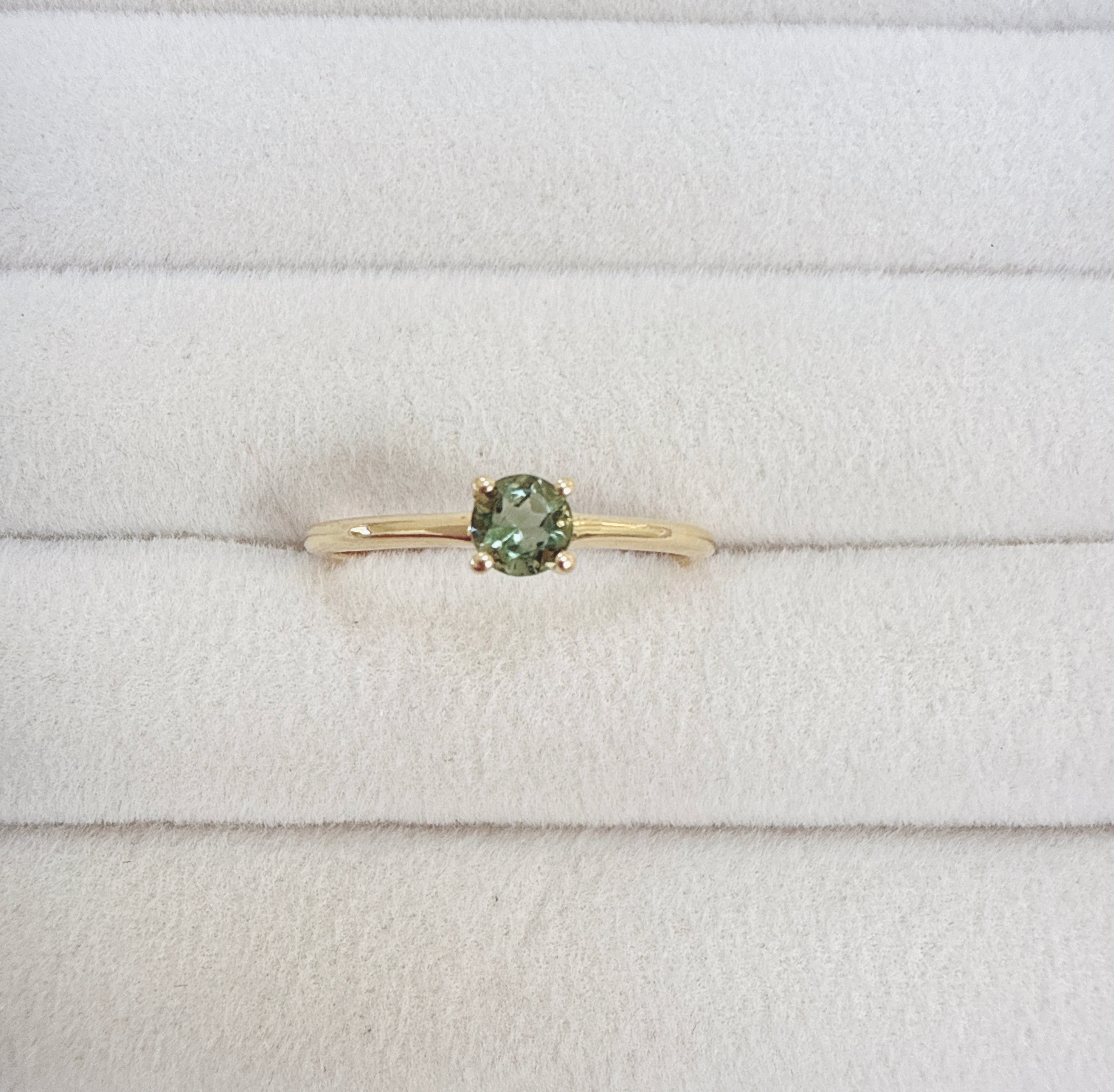 18K Gold Vermeil – Moldavite Faceted Ring