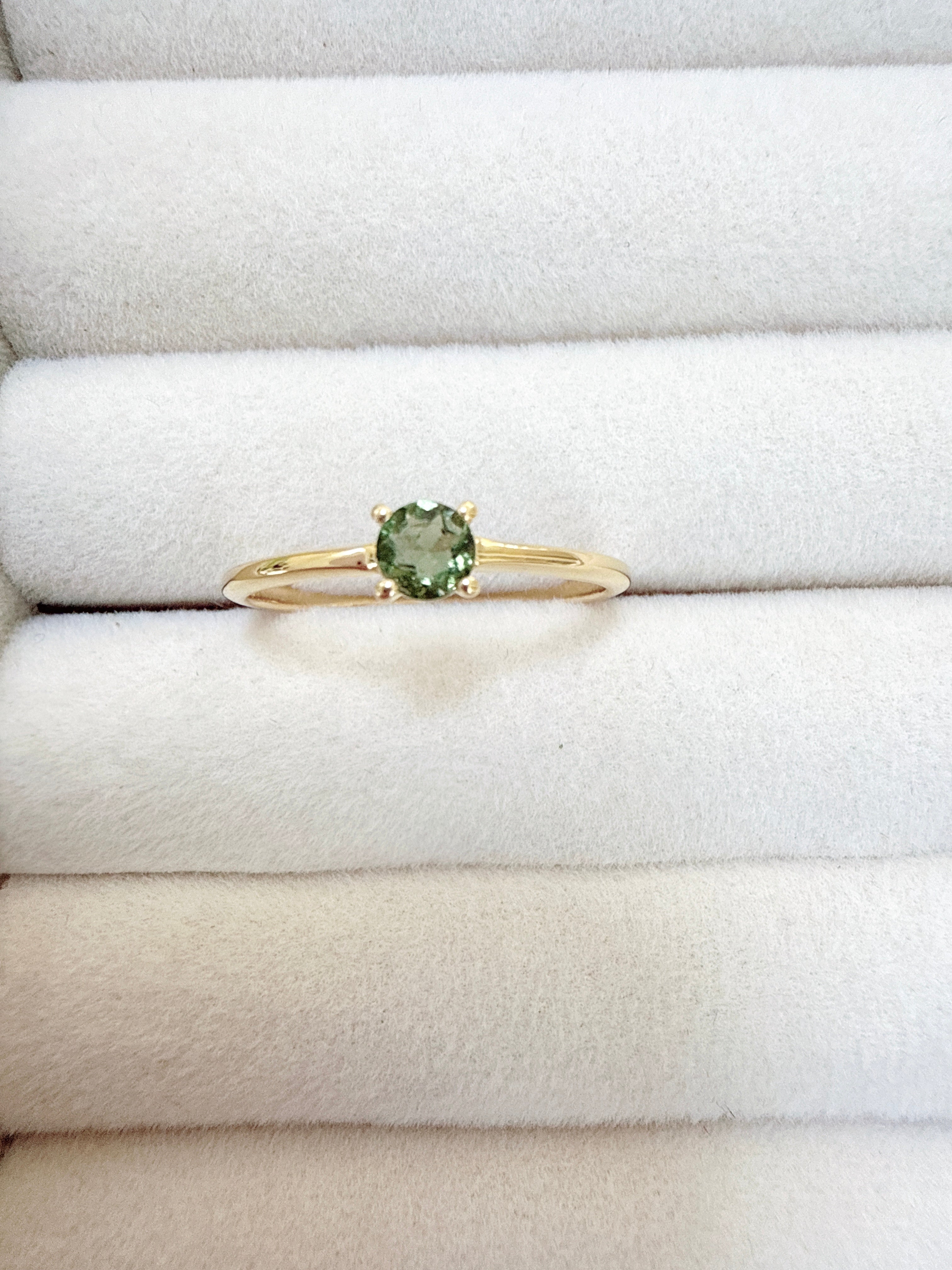 18K Gold Vermeil – Moldavite Faceted Ring