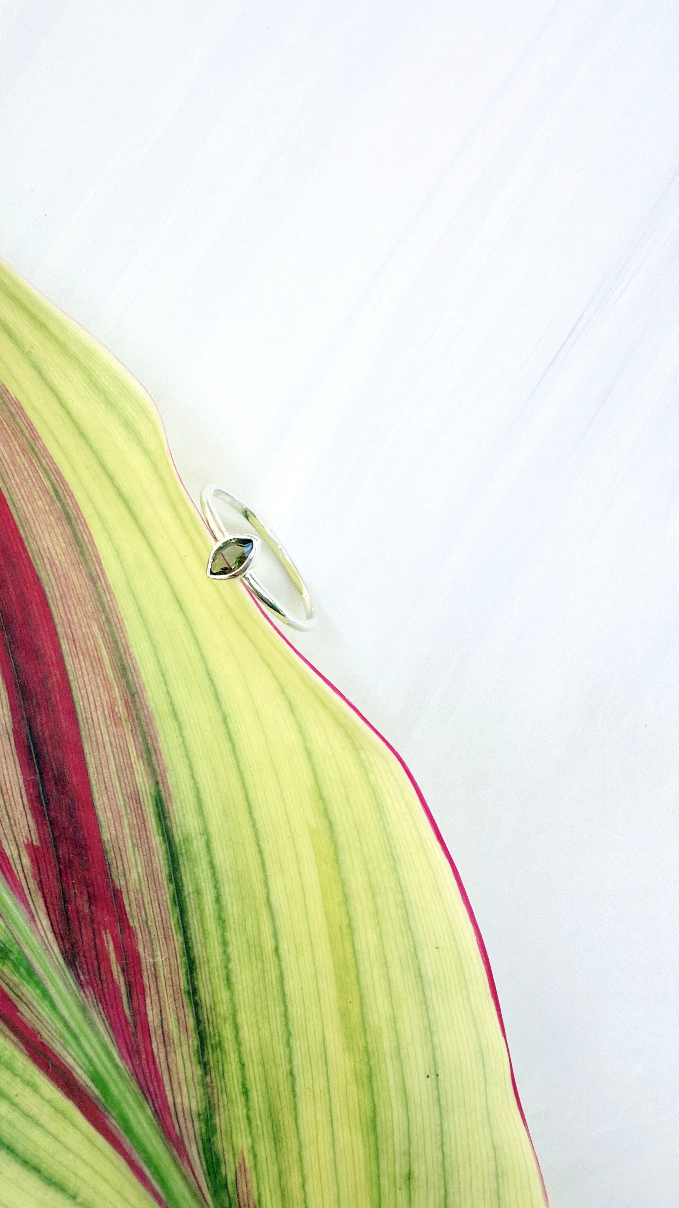 Faceted Moldavite Ring