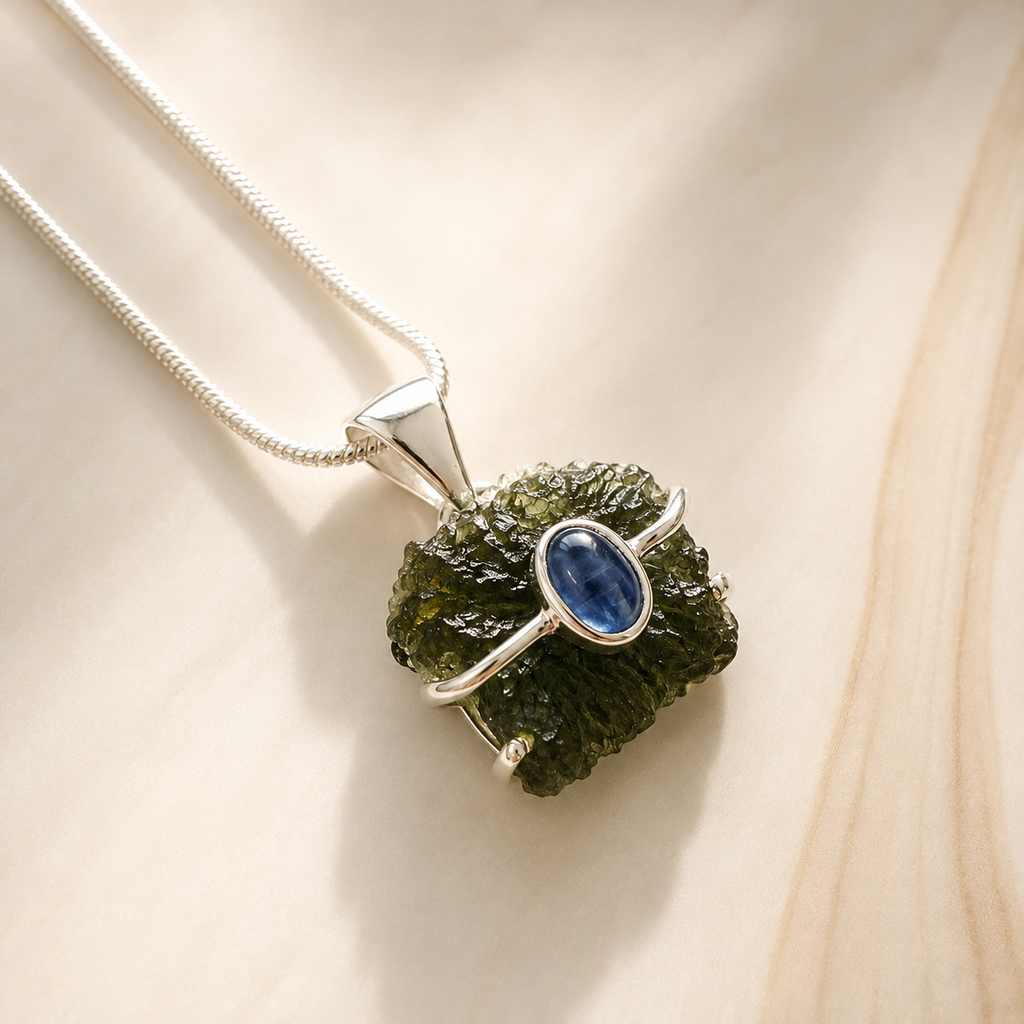 Moldavite & Tanzanite Pendant