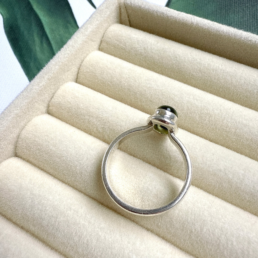 Moldavite Faceted Ring