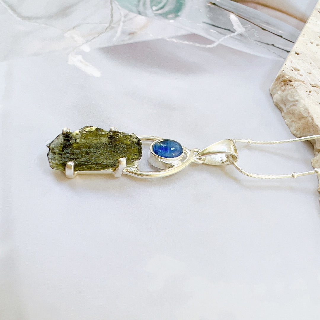 TANZANITE & MOLDAVITE PENDANT